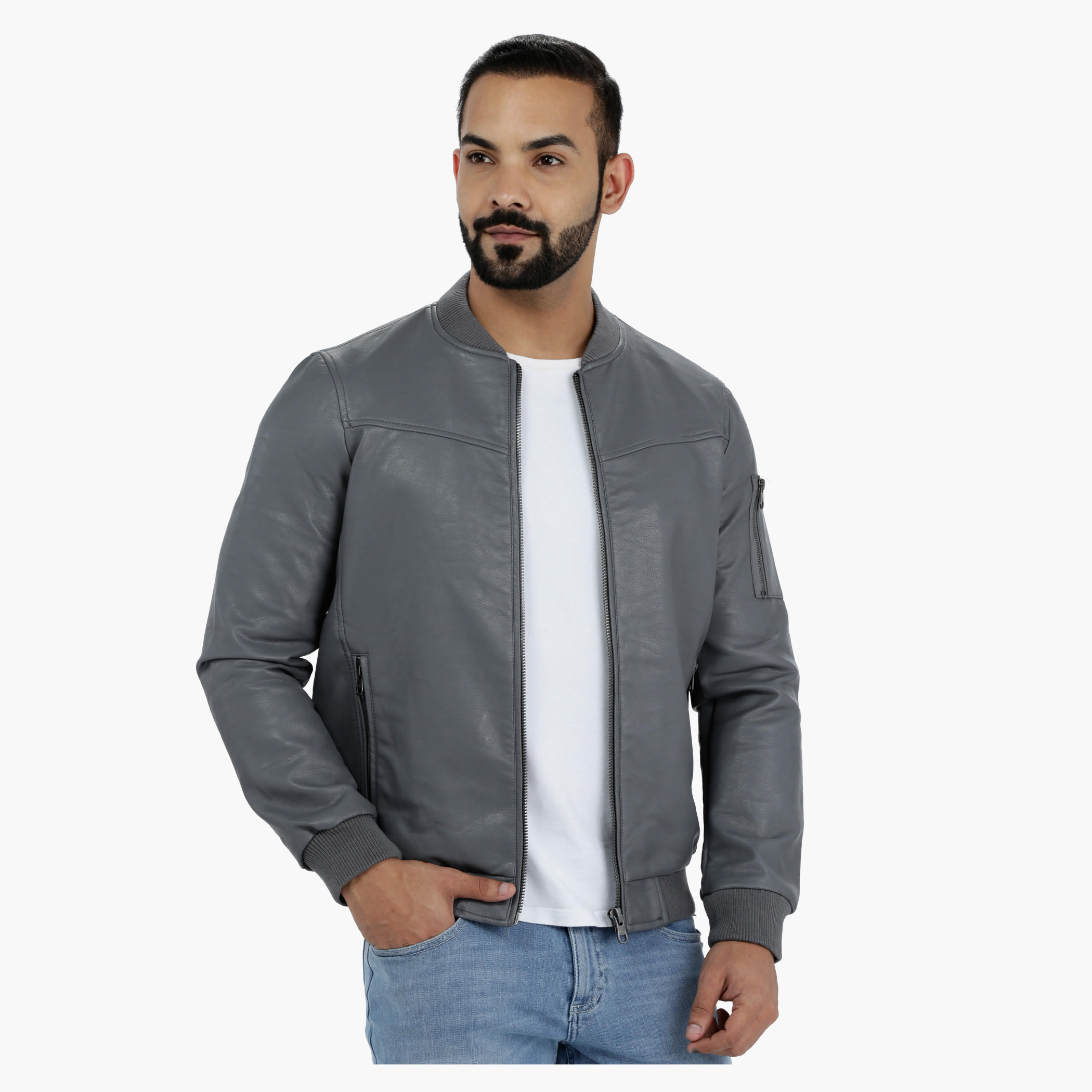 Lee Cooper Biker Jacket with Zippered Closure-men-clothing-jacketsandblazers-jackets-image-5