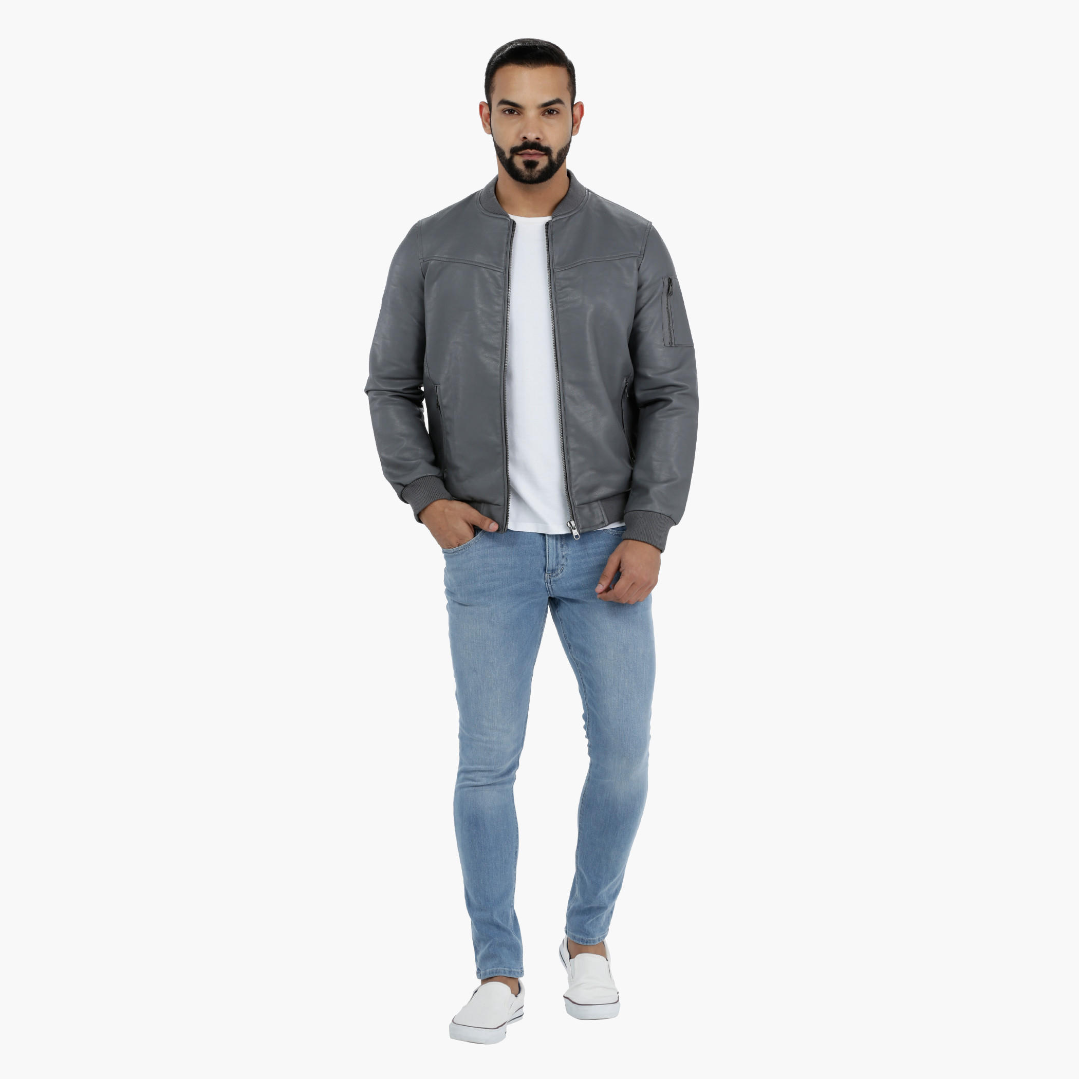 Lee Cooper Biker Jacket with Zippered Closure-men-clothing-jacketsandblazers-jackets-image-1