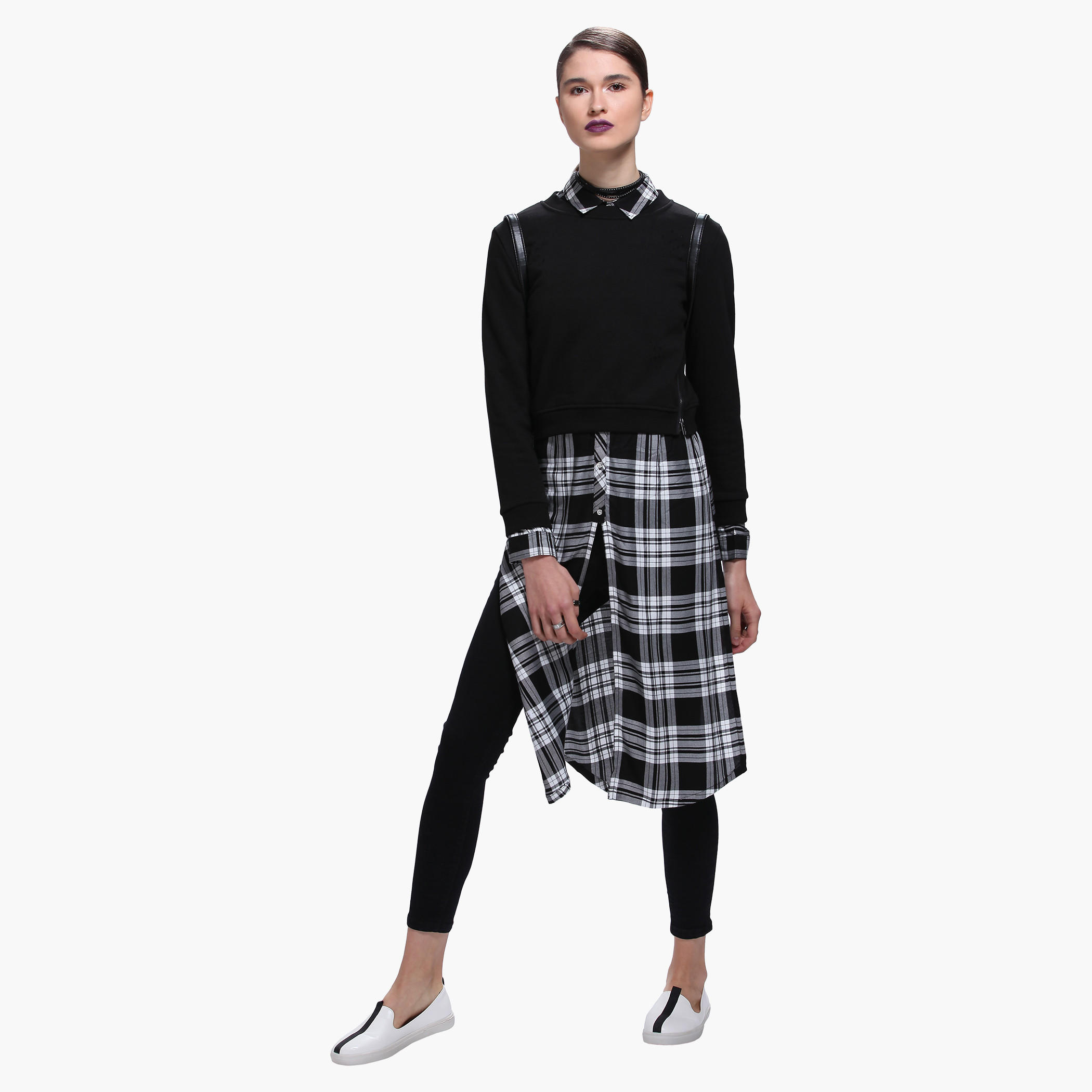 Lee Cooper Chequered Shirt with Long Sleeves and Front Slit-women-clothing-shirtsandblouses-blouses-image-5