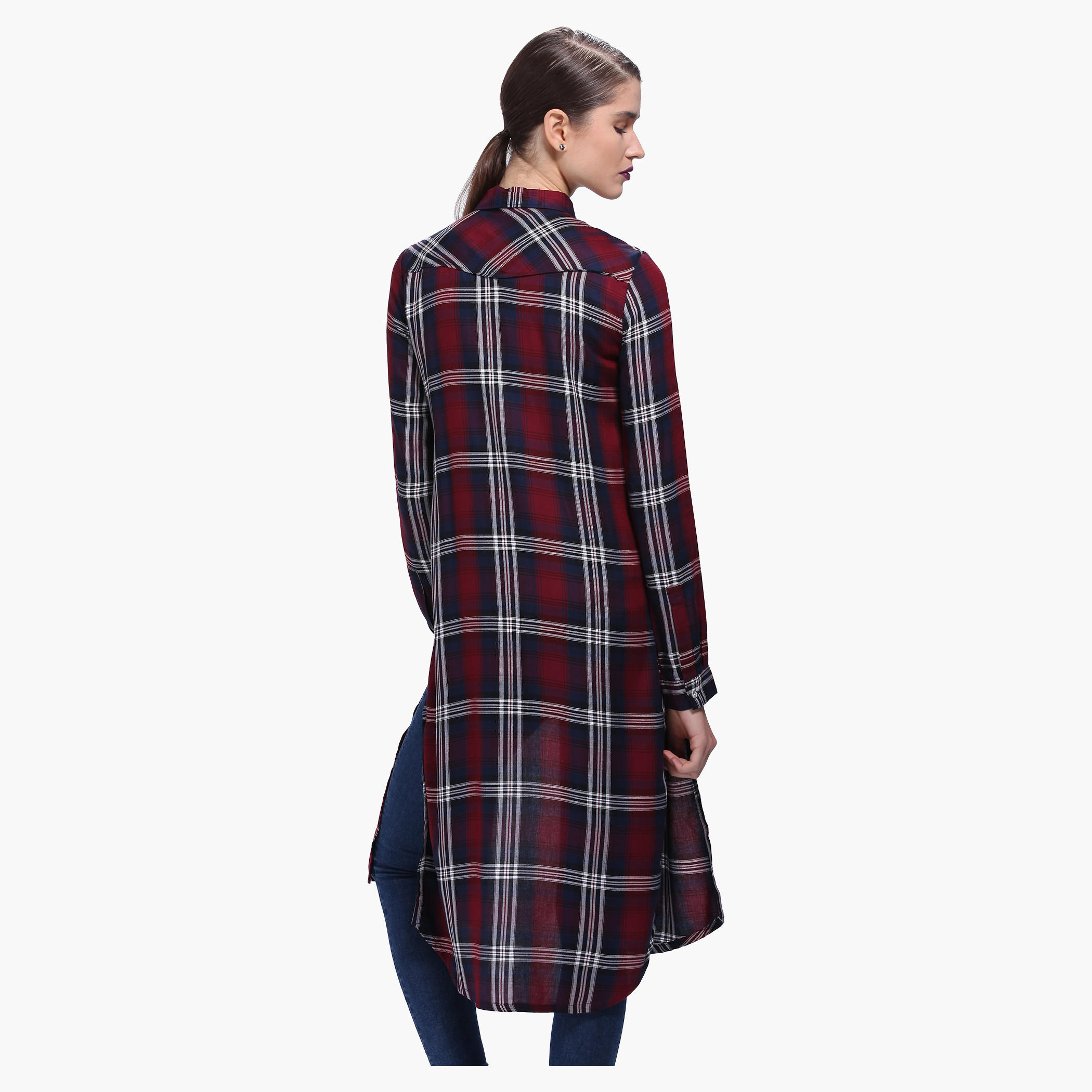 Lee Cooper Chequered Shirt with Long Sleeves and Front Slit-women-clothing-shirtsandblouses-blouses-image-2
