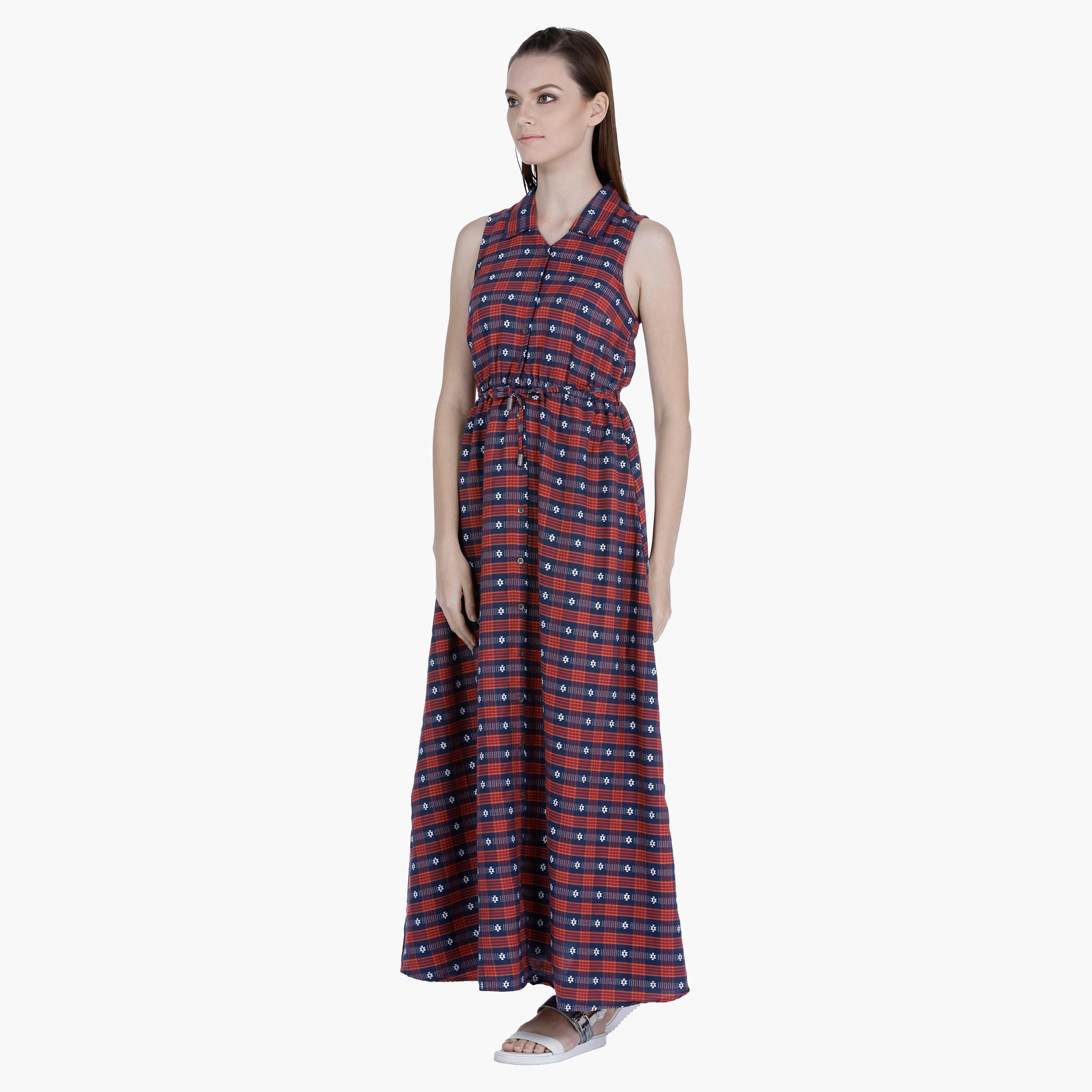 Lee Cooper Printed Cotton Maxi Dress with Front Slit-women-clothing-dresses-image-3