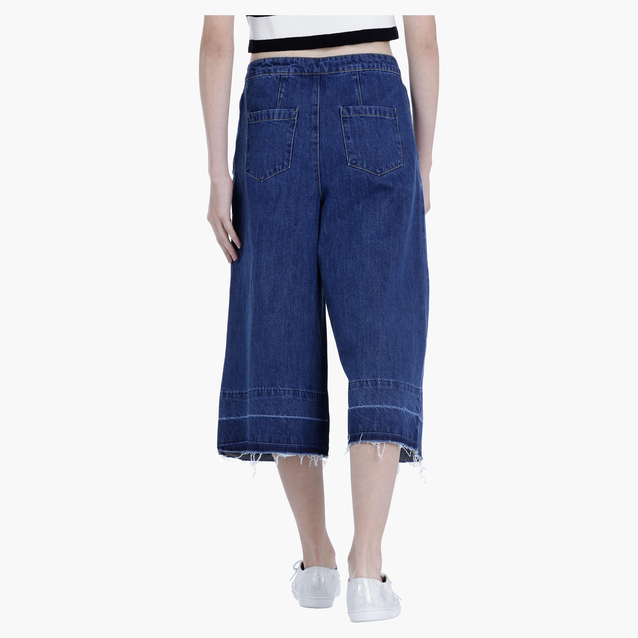Lee Cooper Denim Culottes with Raw Hem-women-clothing-bottoms-trousers-image-2