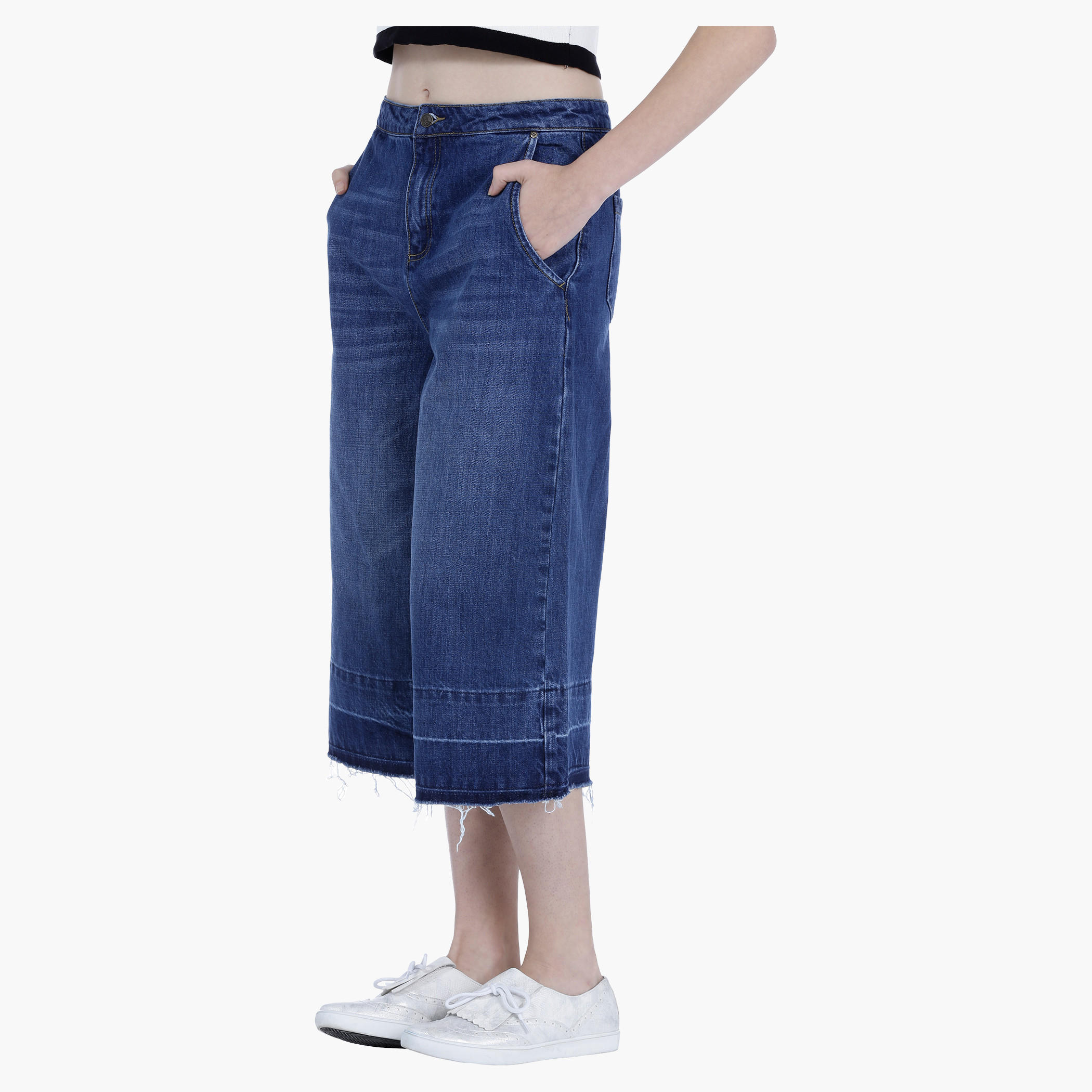 Lee Cooper Denim Culottes with Raw Hem-women-clothing-bottoms-trousers-image-3