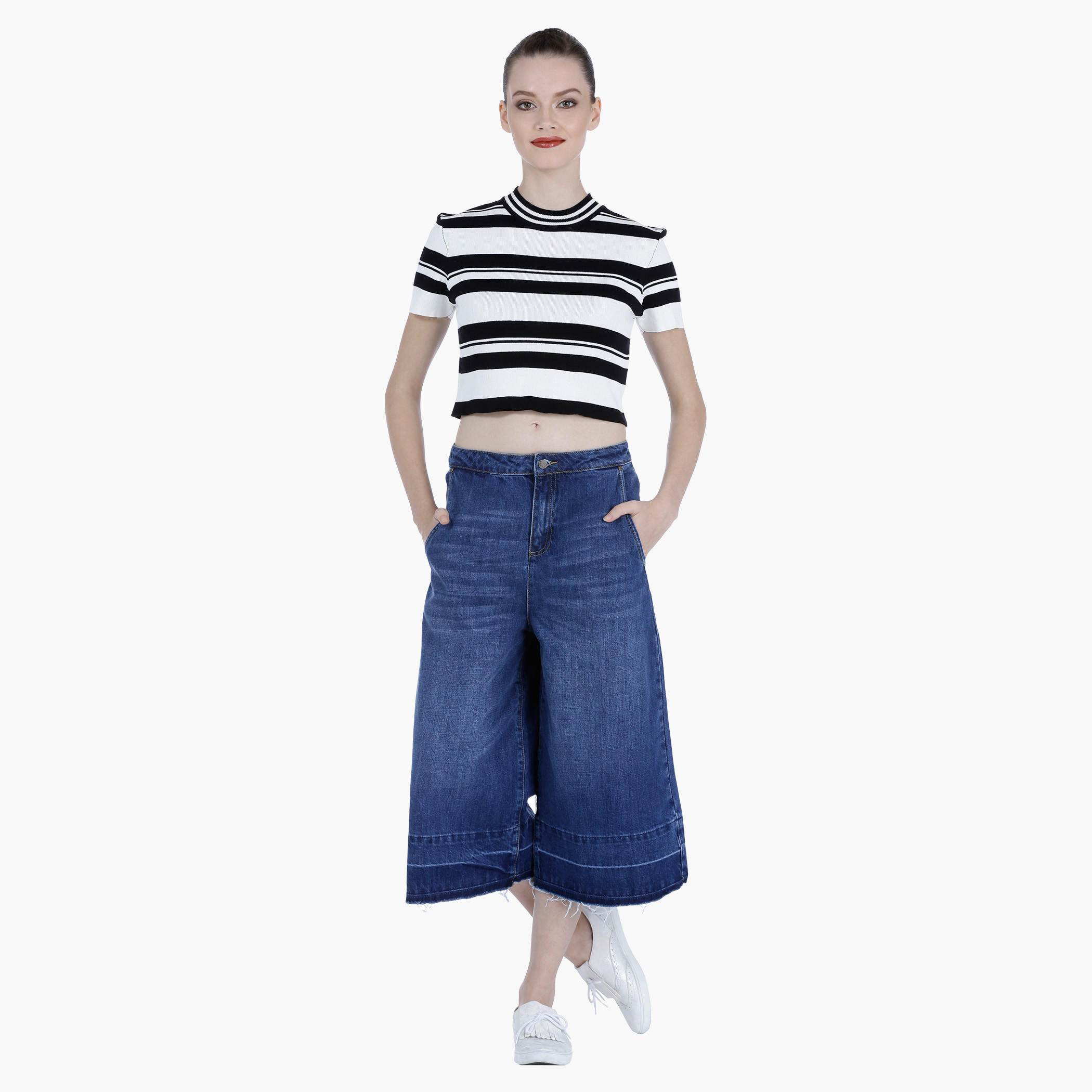 Lee Cooper Denim Culottes with Raw Hem-women-clothing-bottoms-trousers-image-5