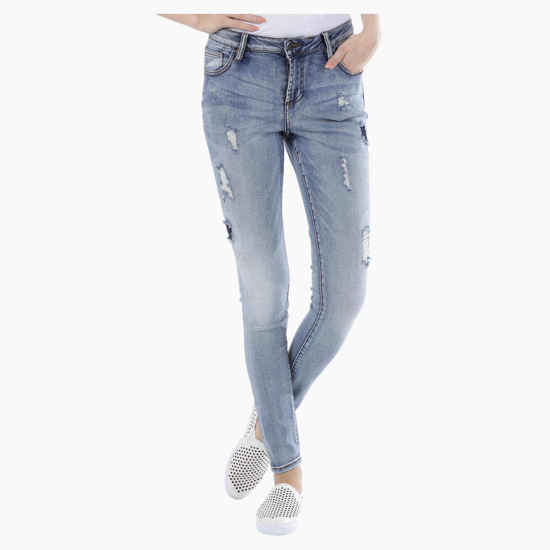 Lee Cooper Torn Jeans in Regular Fit-women-clothing-bottoms-jeans-image-1