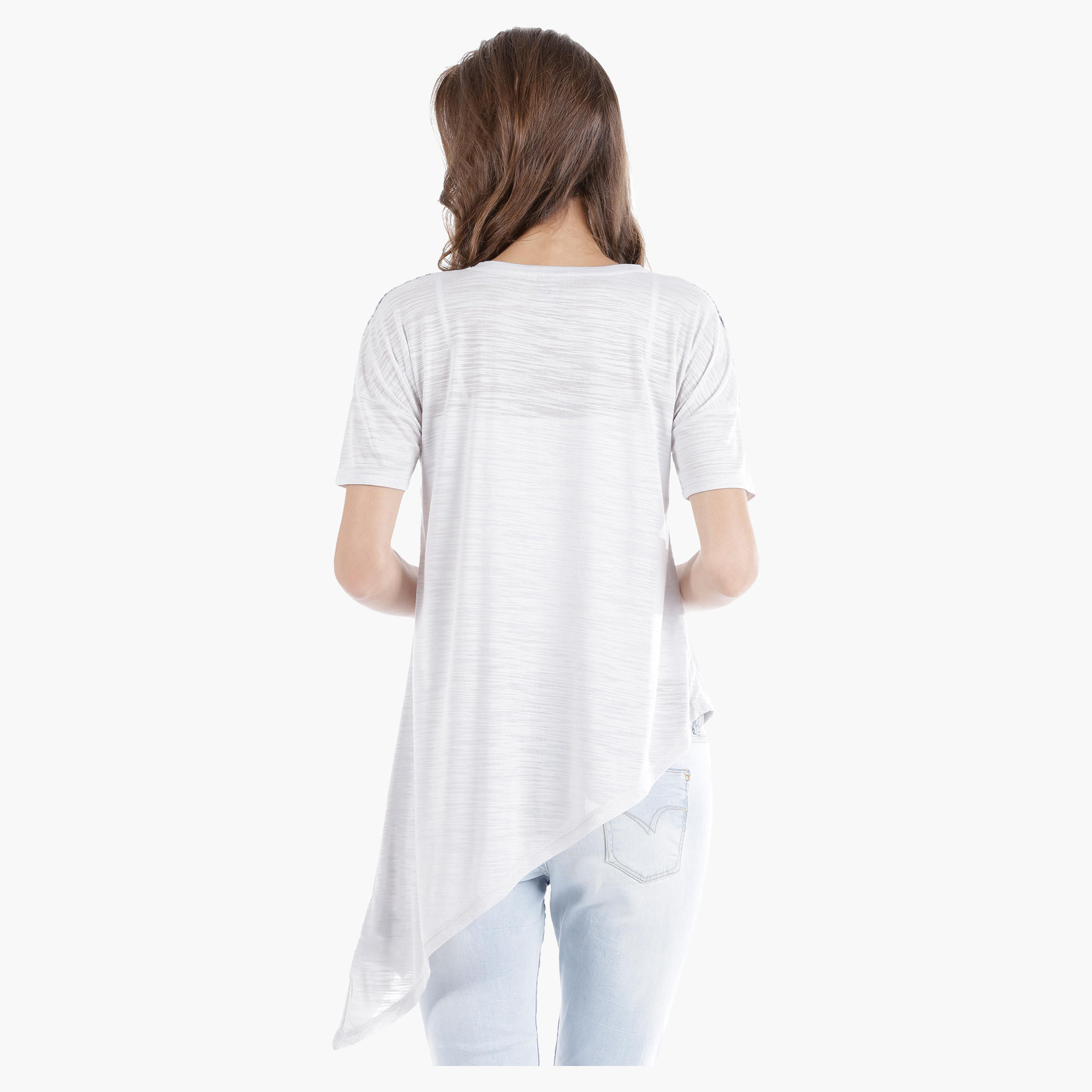 Lee Cooper Crew Neck Tee with Short Sleeves and Asymmetrical Hem-women-clothing-tshirts-image-2