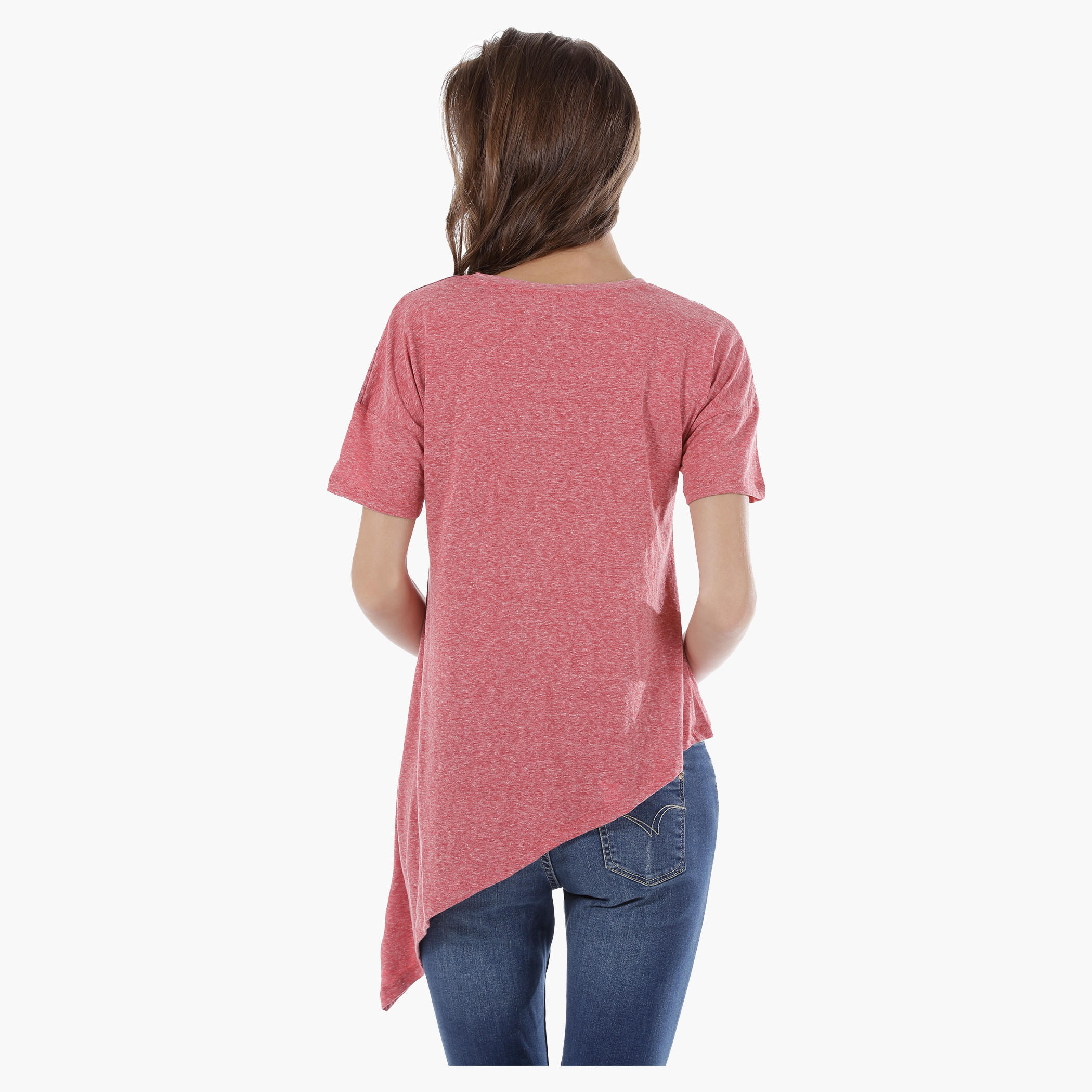 Lee Cooper Crew Neck Tee with Short Sleeves and Asymmetrical Hem-women-clothing-tshirts-image-7