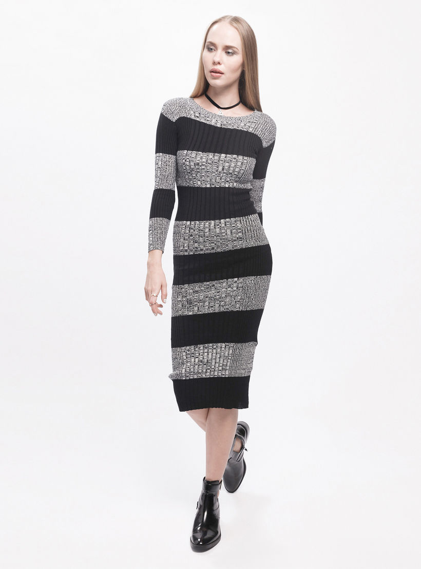 Striped Dress with Long Sleeves-women-clothing-dresses-image-1