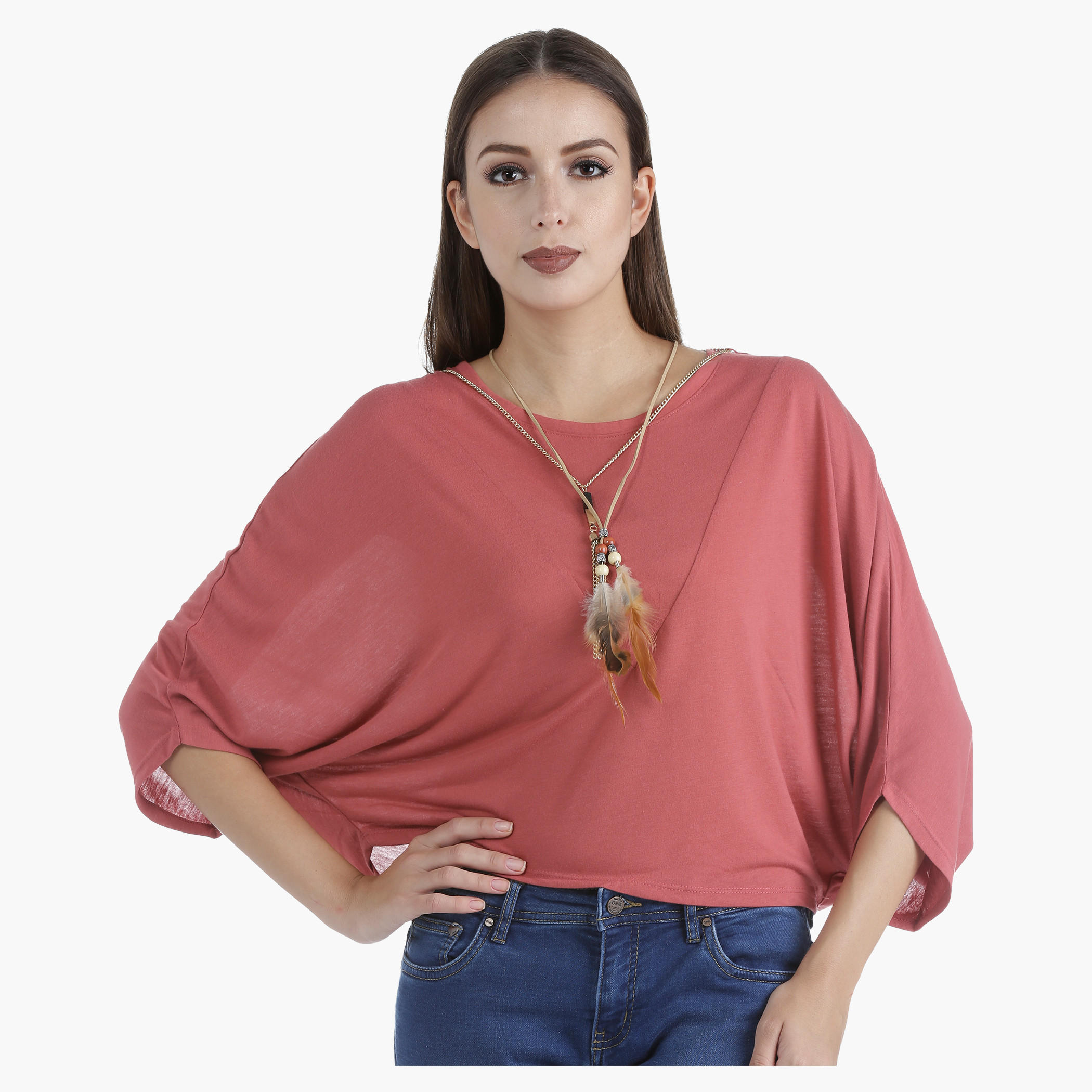 Lee Cooper Top with 3/4th Dolman Sleeves in Regular Fit-women-clothing-shirtsandblouses-blouses-image-1