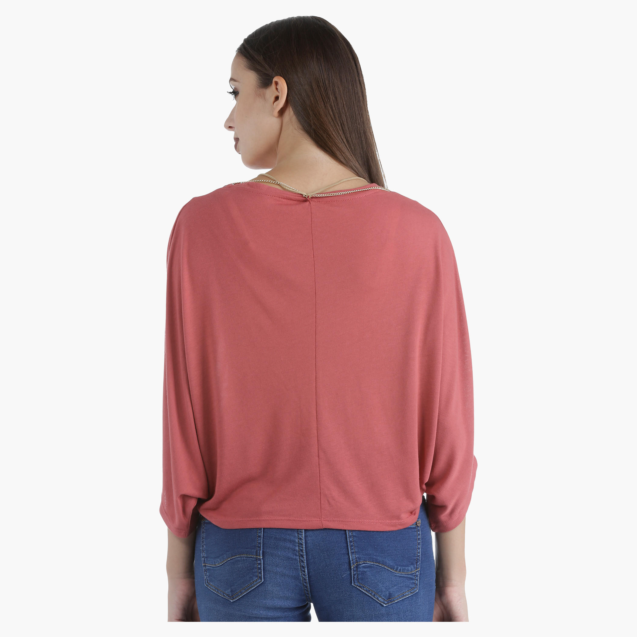 Lee Cooper Top with 3/4th Dolman Sleeves in Regular Fit-women-clothing-shirtsandblouses-blouses-image-2