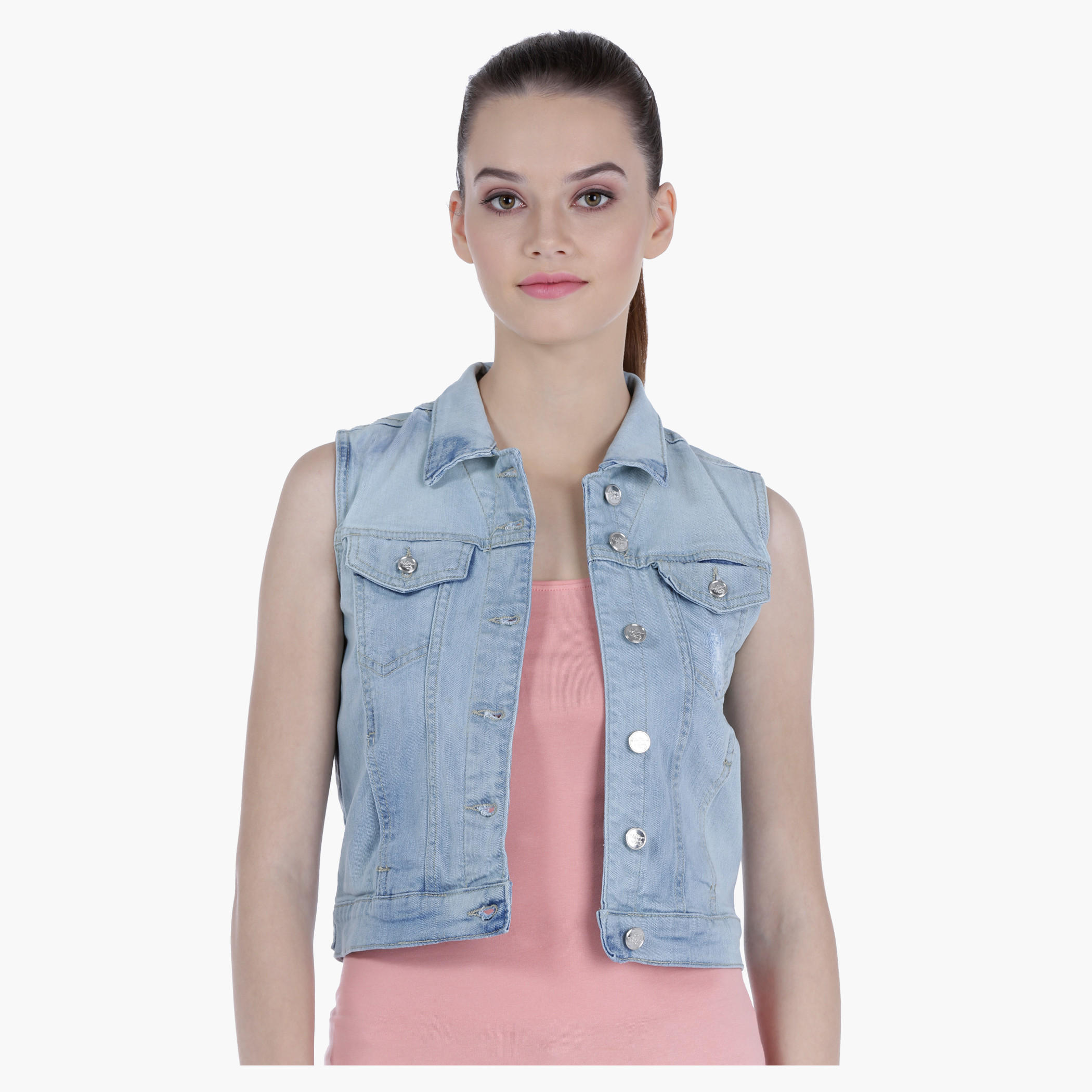 Lee Cooper Sleeveless Distressed Denim Trucker Jacket-women-winterwear-coatsandjackets-jackets-image-1