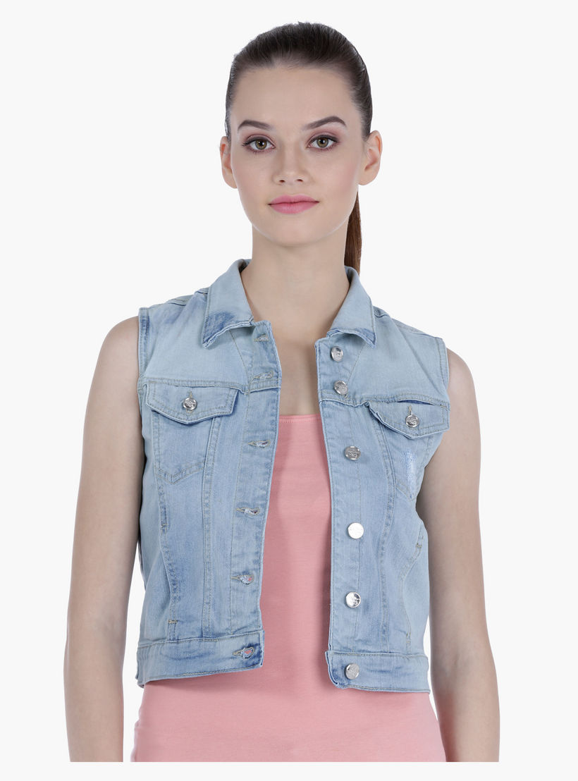 Lee Cooper Sleeveless Distressed Denim Trucker Jacket-women-winterwear-coatsandjackets-jackets-image-1
