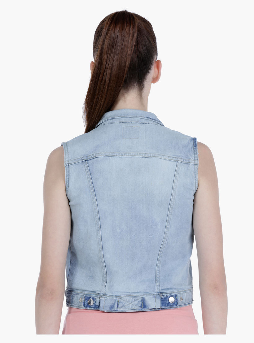 Lee Cooper Sleeveless Distressed Denim Trucker Jacket-women-winterwear-coatsandjackets-jackets-image-2