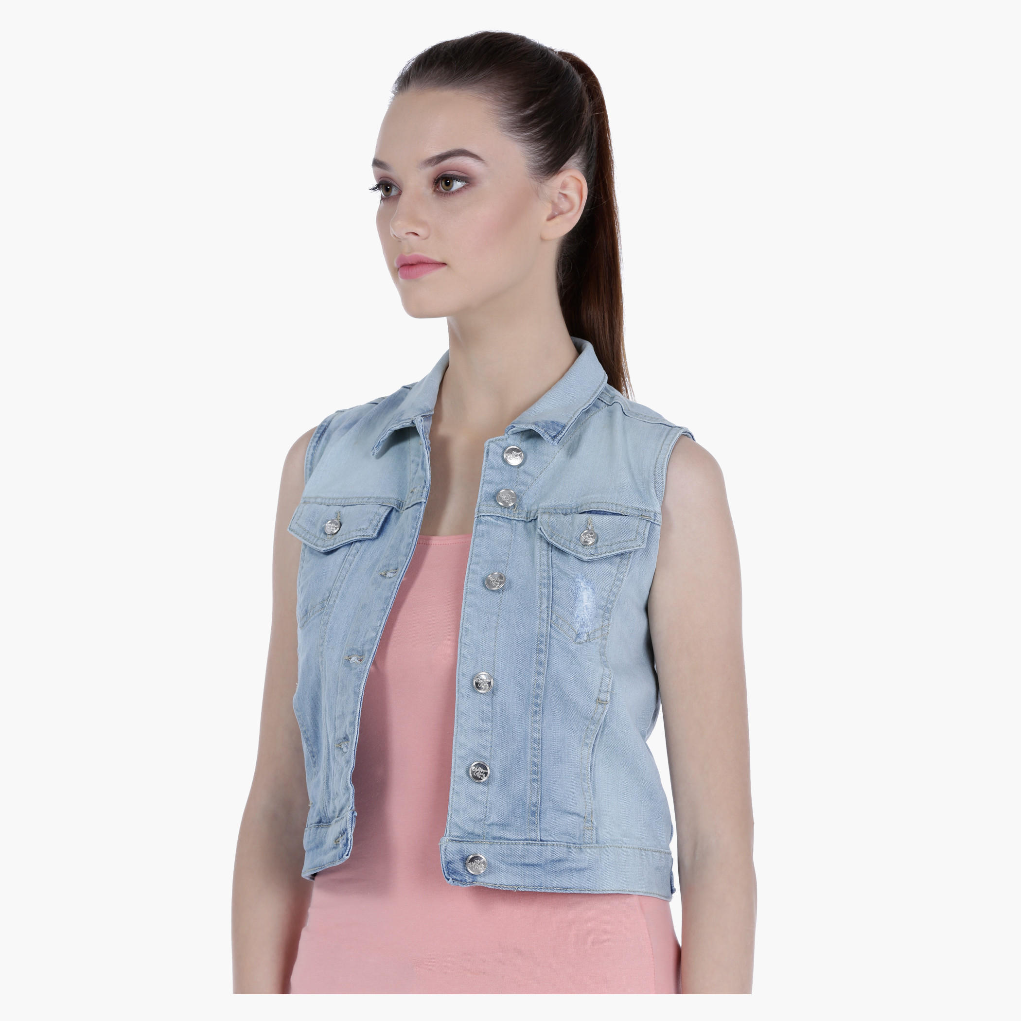 Lee Cooper Sleeveless Distressed Denim Trucker Jacket-women-winterwear-coatsandjackets-jackets-image-3