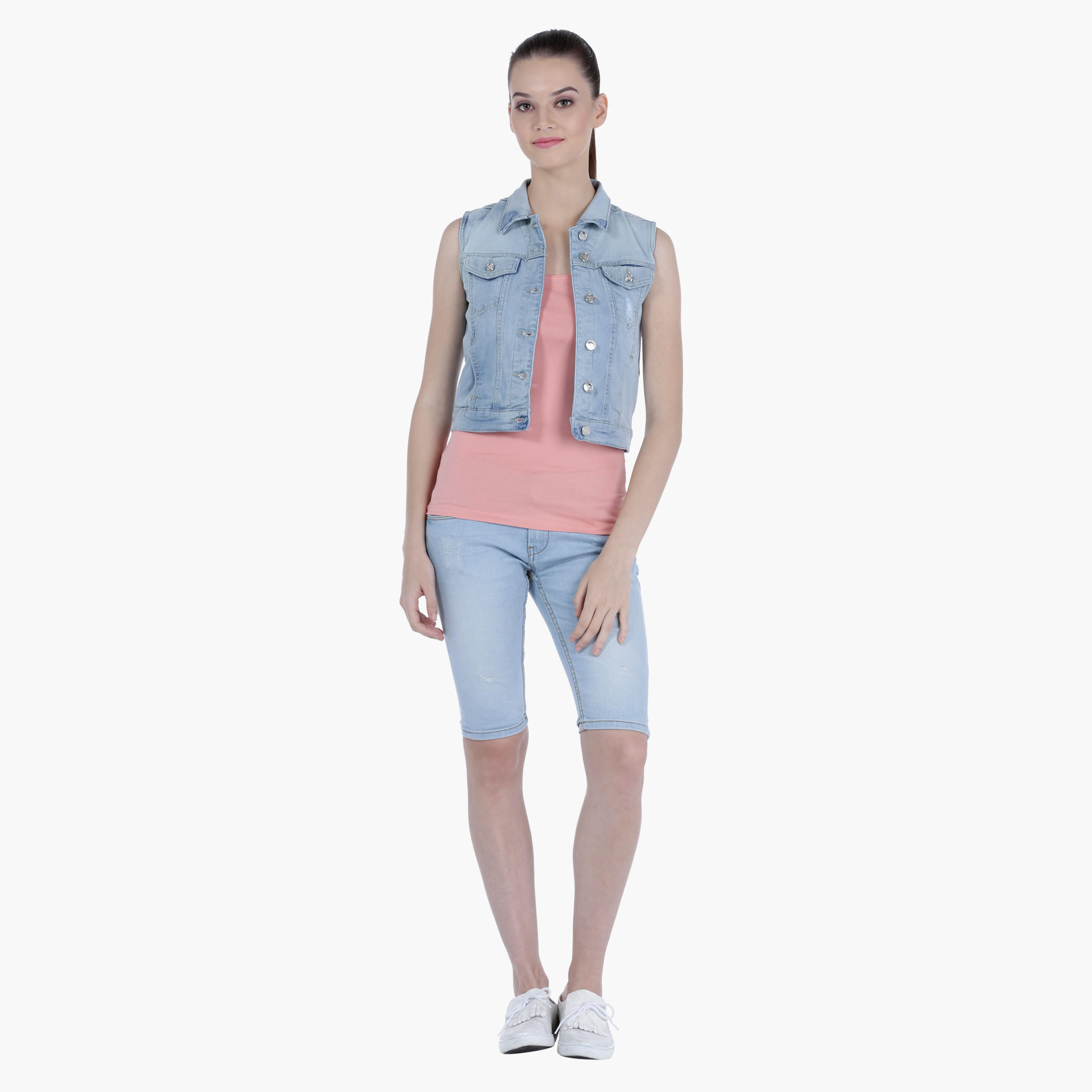 Lee Cooper Sleeveless Distressed Denim Trucker Jacket-women-winterwear-coatsandjackets-jackets-image-5