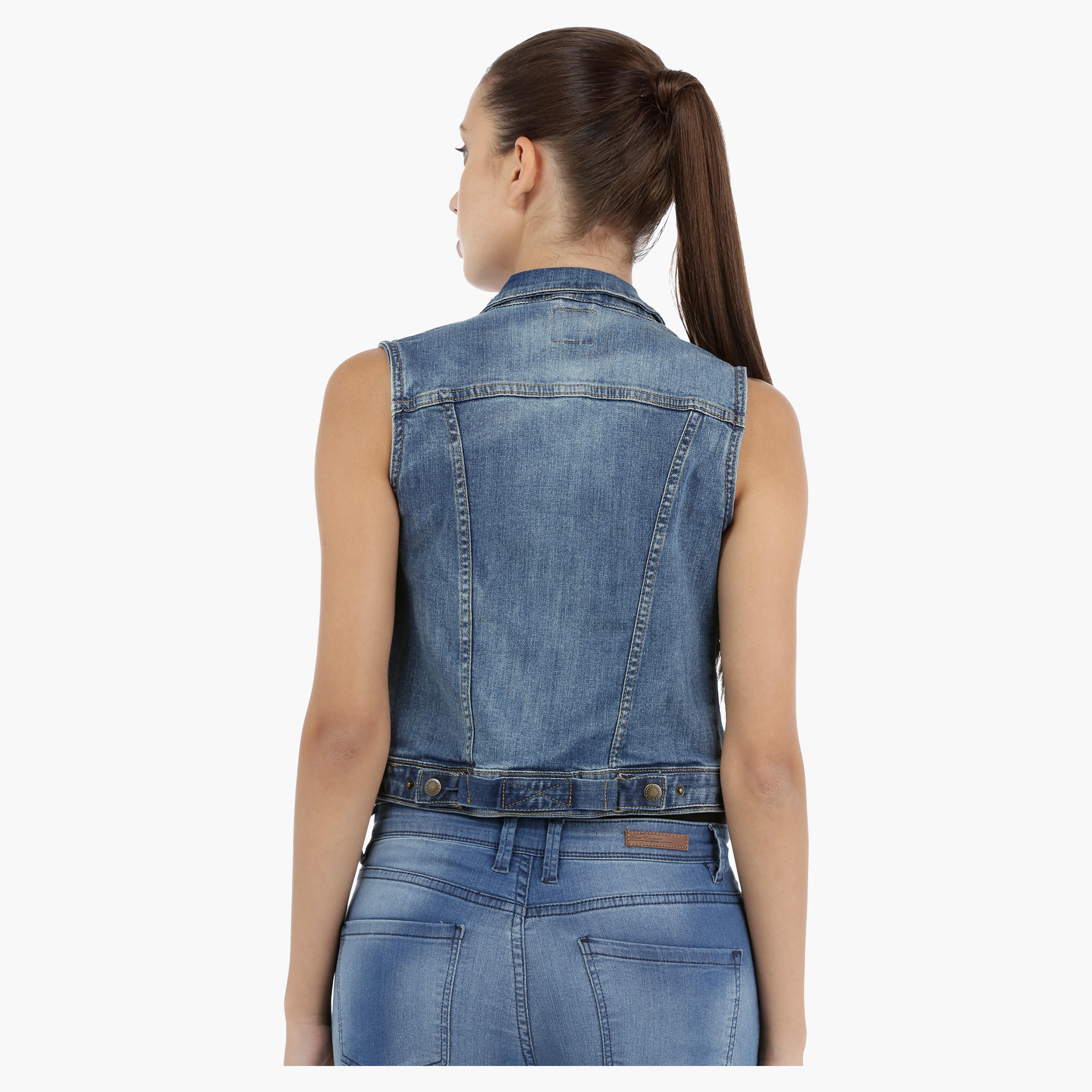 Lee Cooper Sleeveless Denim Trucker Jacket-women-winterwear-coatsandjackets-jackets-image-2