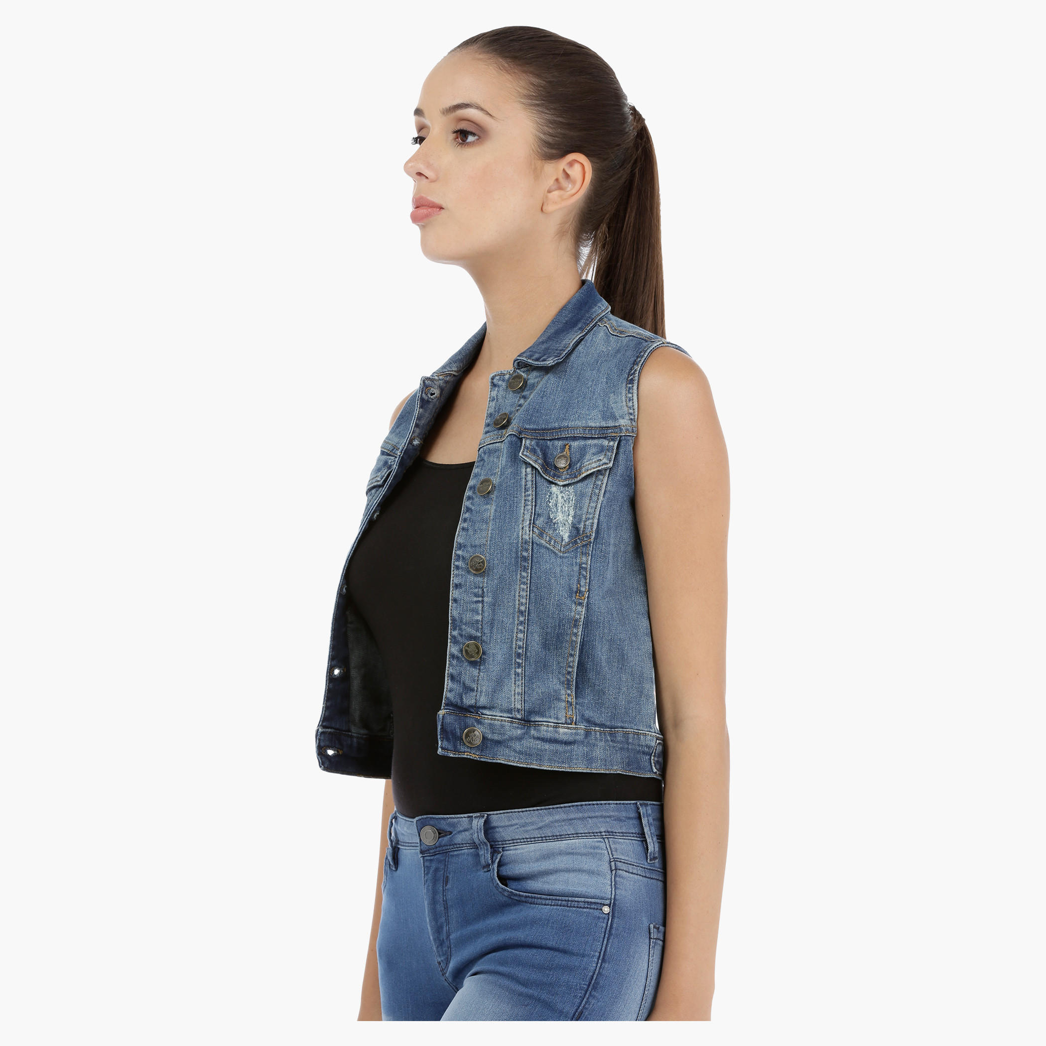 Lee Cooper Sleeveless Denim Trucker Jacket-women-winterwear-coatsandjackets-jackets-image-3