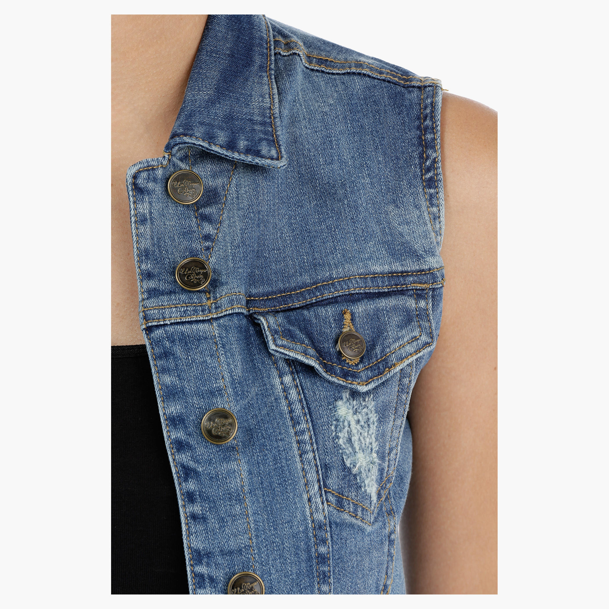 Lee Cooper Sleeveless Denim Trucker Jacket-women-winterwear-coatsandjackets-jackets-image-4