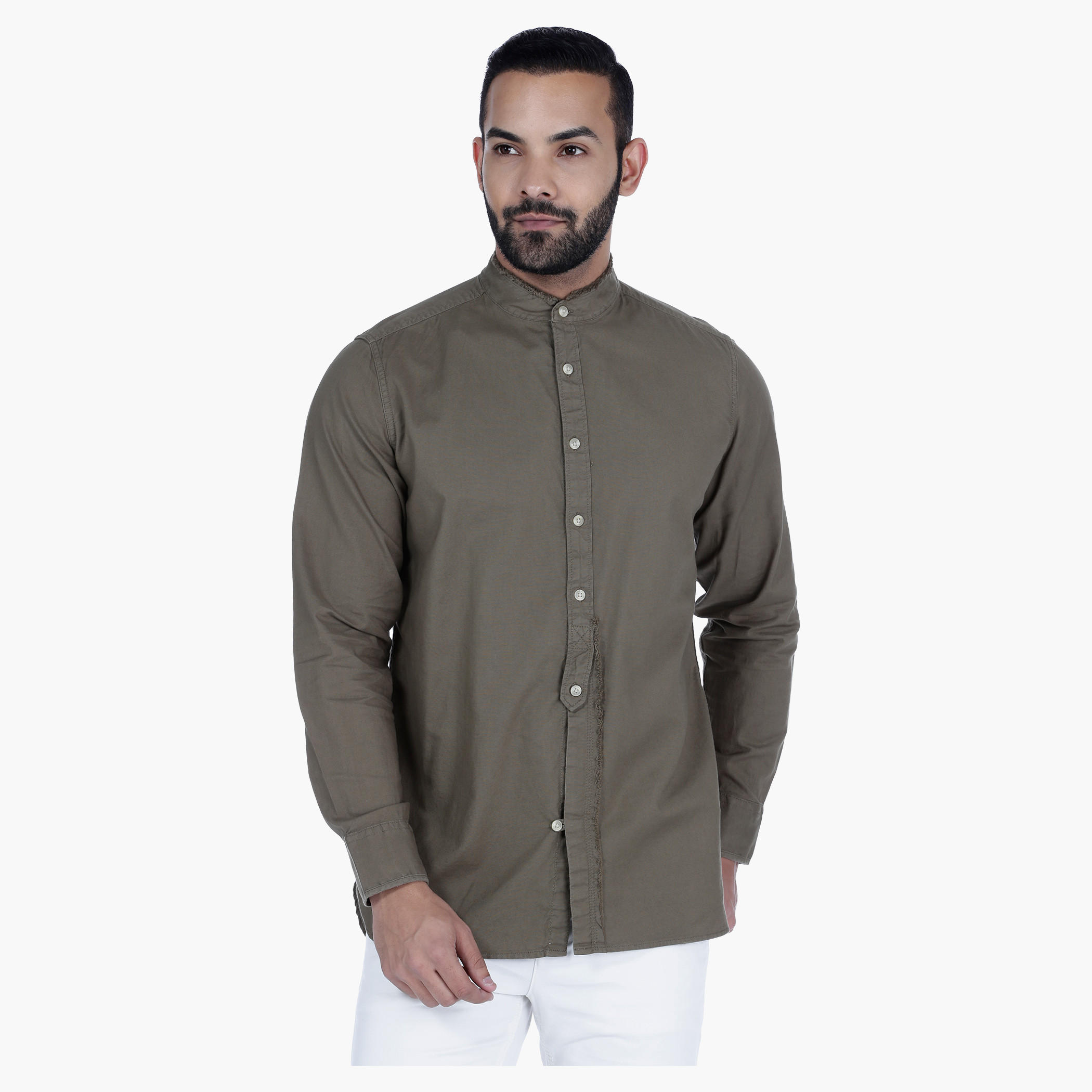 Lee Cooper Shirt with long sleeves and Band Collar-men-clothing-shirts-image-1