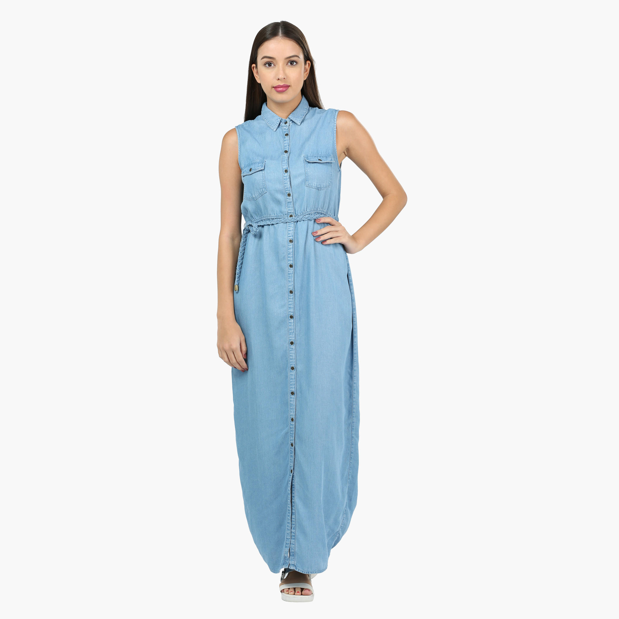 Lee Cooper Sleeveless Denim Maxi Dress-women-clothing-dresses-image-1