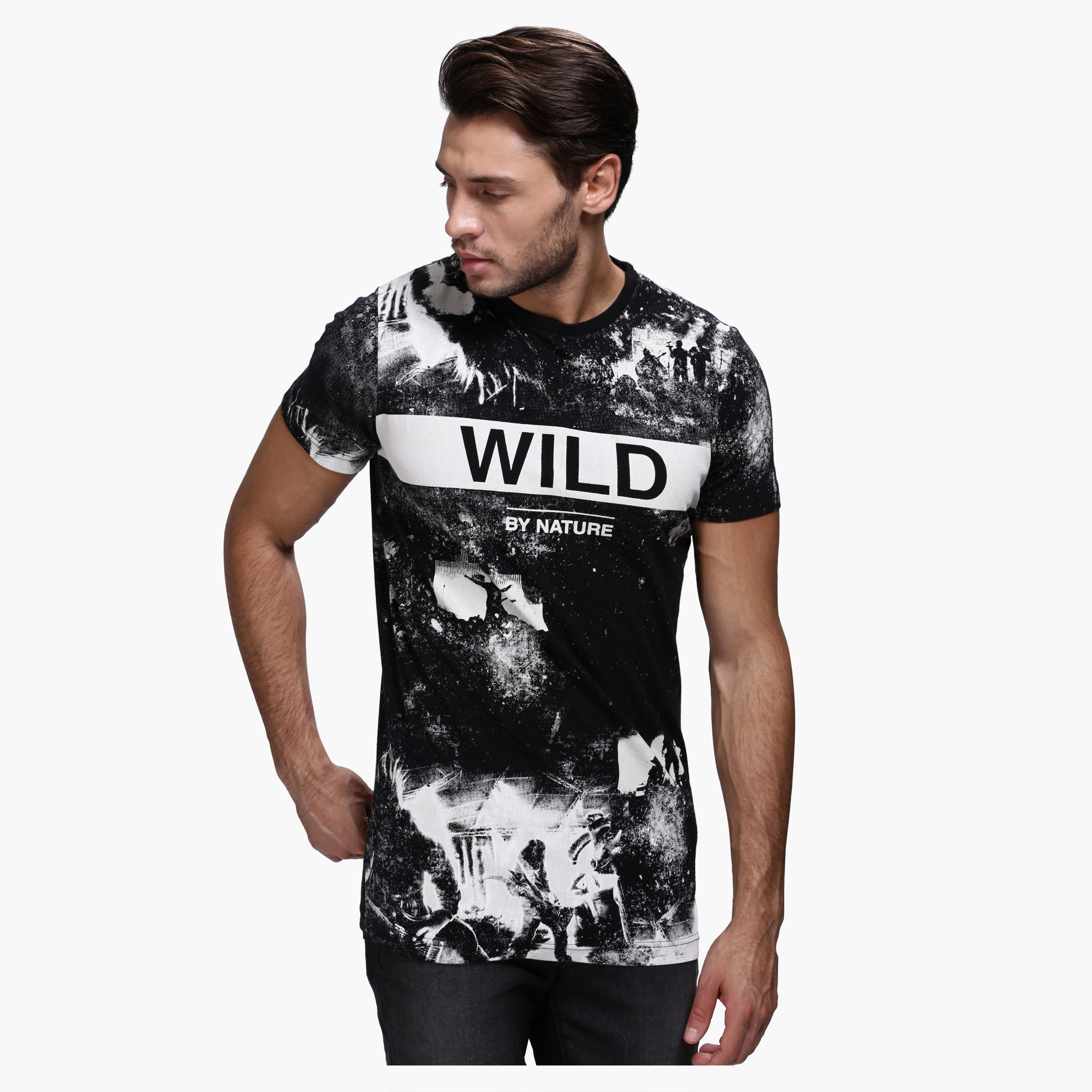 Lee Cooper Printed Crew Neck T-Shirt with Short Sleeves-men-clothing-tshirtsandpolos-tshirts-image-1