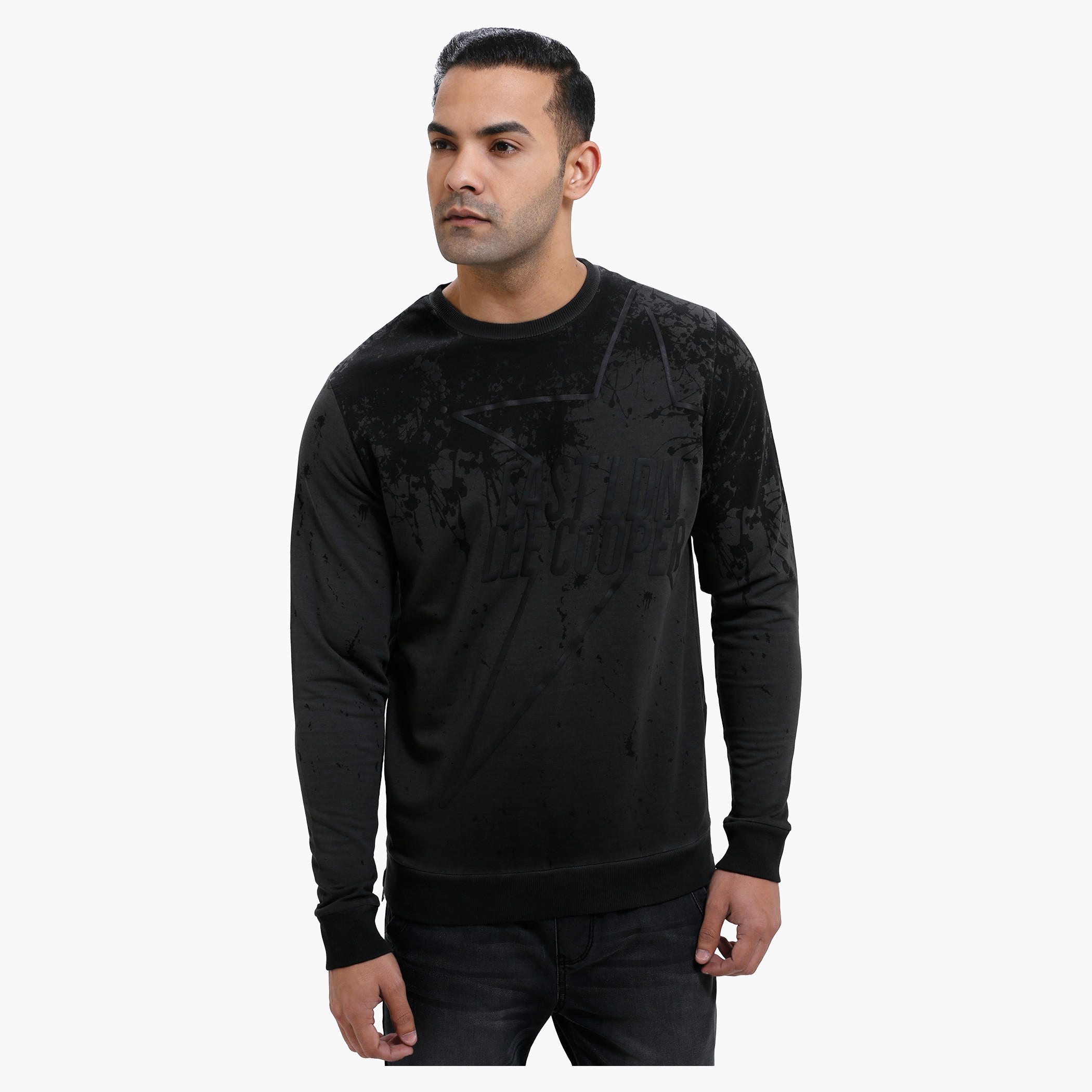 Lee Cooper Crew Neck Sweatshirt with Long Sleeves-men-winterwear-hoodiesandsweatshirts-image-1