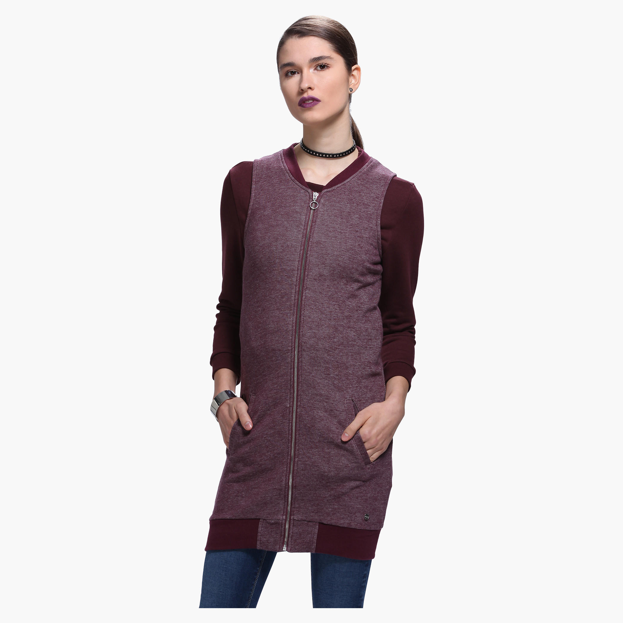Lee Cooper Longline Bomber in Long Sleeves-women-winterwear-hoodiesandsweatshirts-sweatshirts-image-1