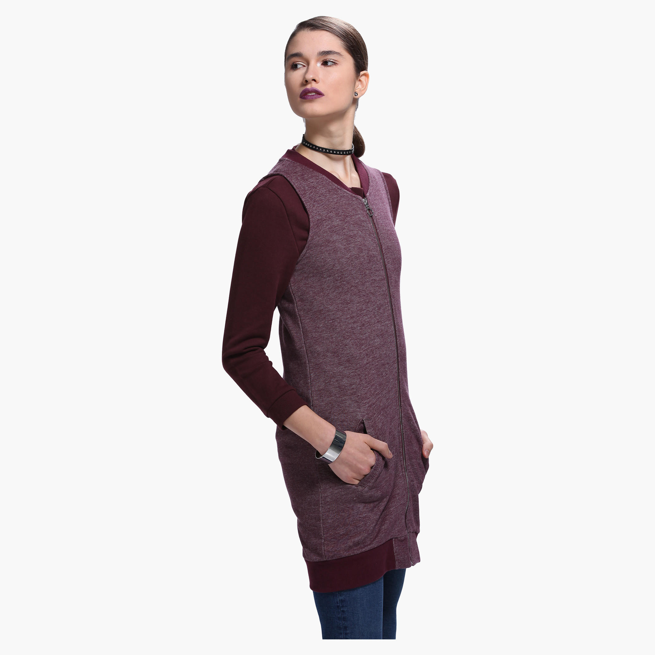 Lee Cooper Longline Bomber in Long Sleeves-women-winterwear-hoodiesandsweatshirts-sweatshirts-image-3