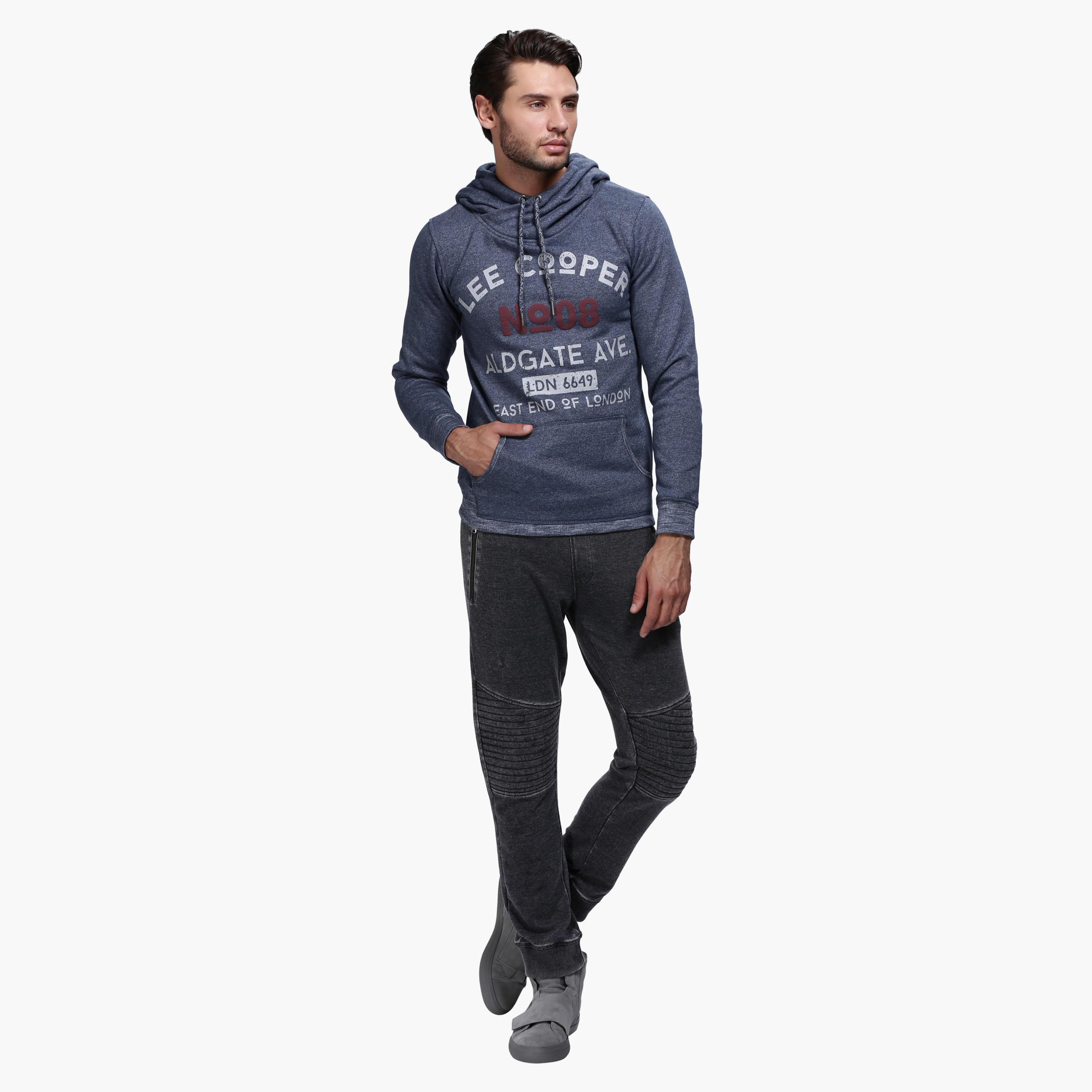 Lee Cooper Printed Sweatshirt with Hood and Long Sleeves-men-winterwear-hoodiesandsweatshirts-image-5