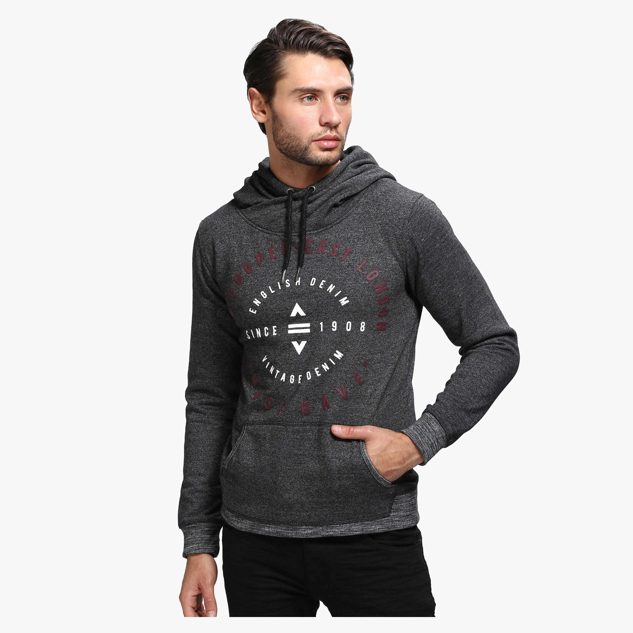 Lee Cooper Printed Sweat Shirt with Hood and Long Sleeves-men-winterwear-hoodiesandsweatshirts-image-1