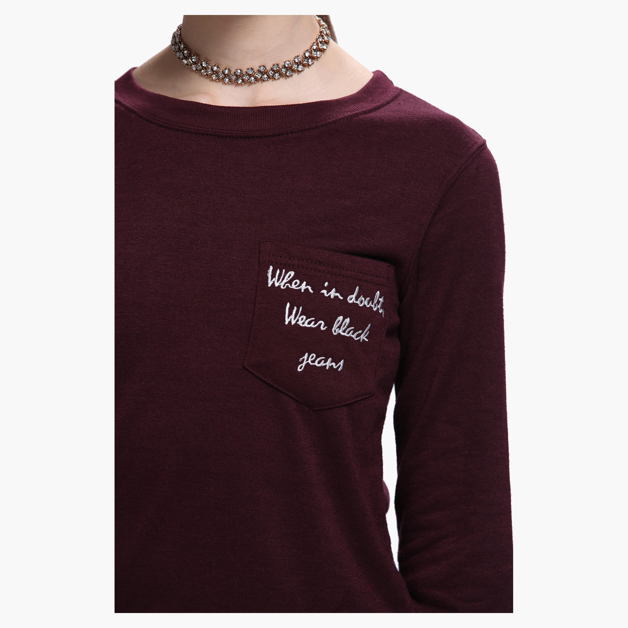 Lee Cooper Round Neck Sweatshirt in 3/4th Sleeves-women-winterwear-hoodiesandsweatshirts-sweatshirts-image-4