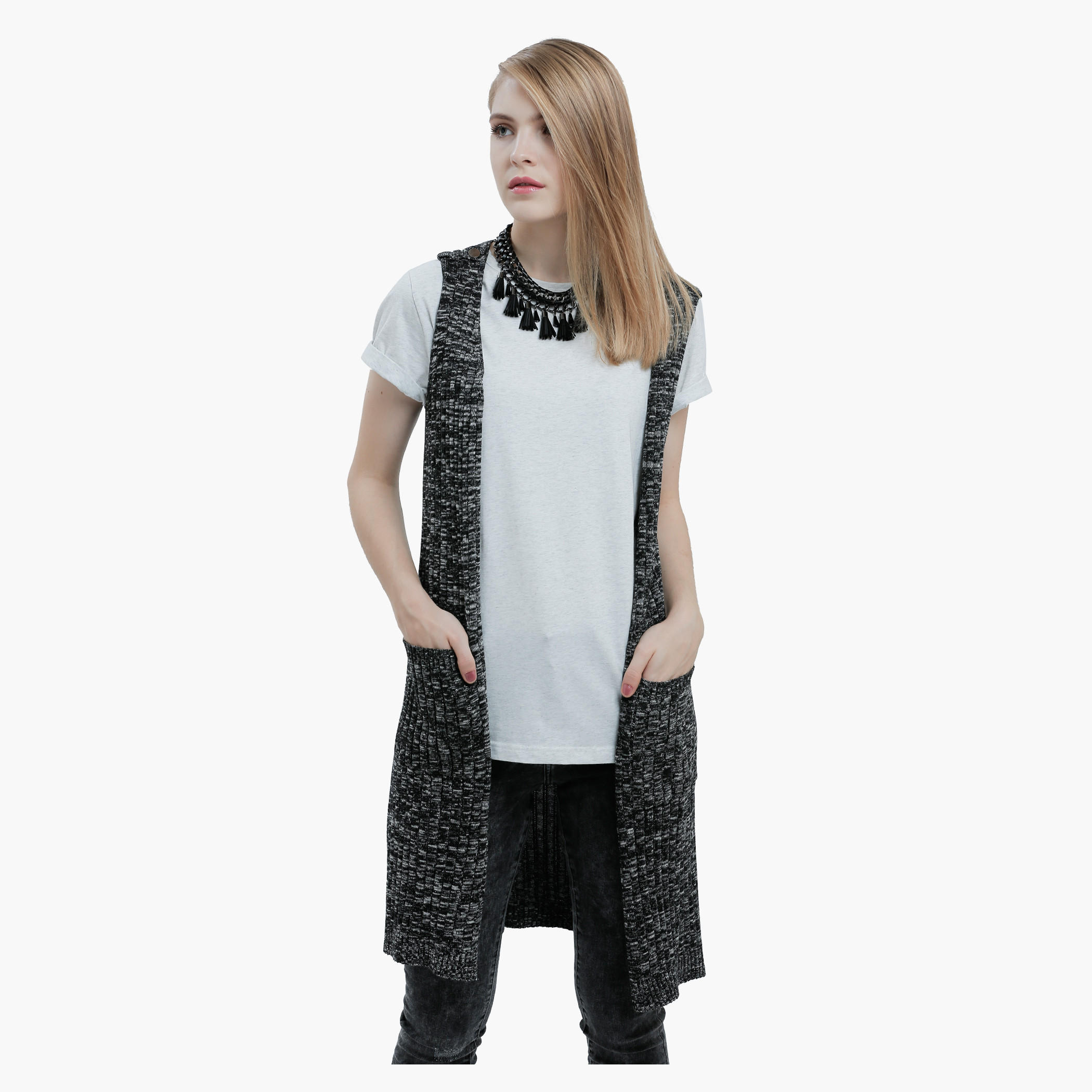 Lee Cooper Sleeveless Long Cardigan-women-winterwear-cardigansandjumpers-cardigans-image-6