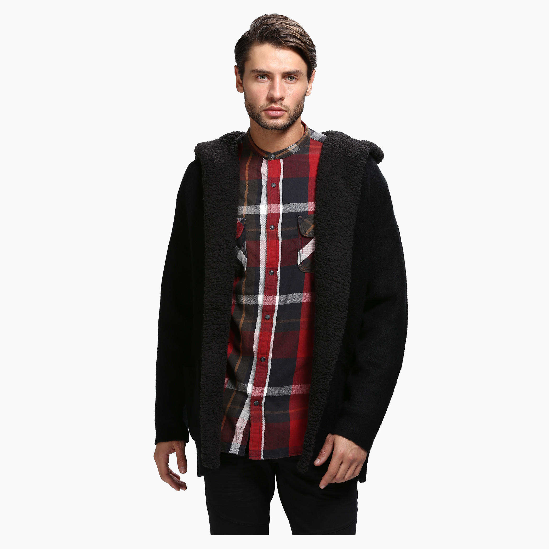 Lee Cooper Waterfall Sweater with Hood and Long Sleeves-men-clothing-sweatersandpullovers-image-1