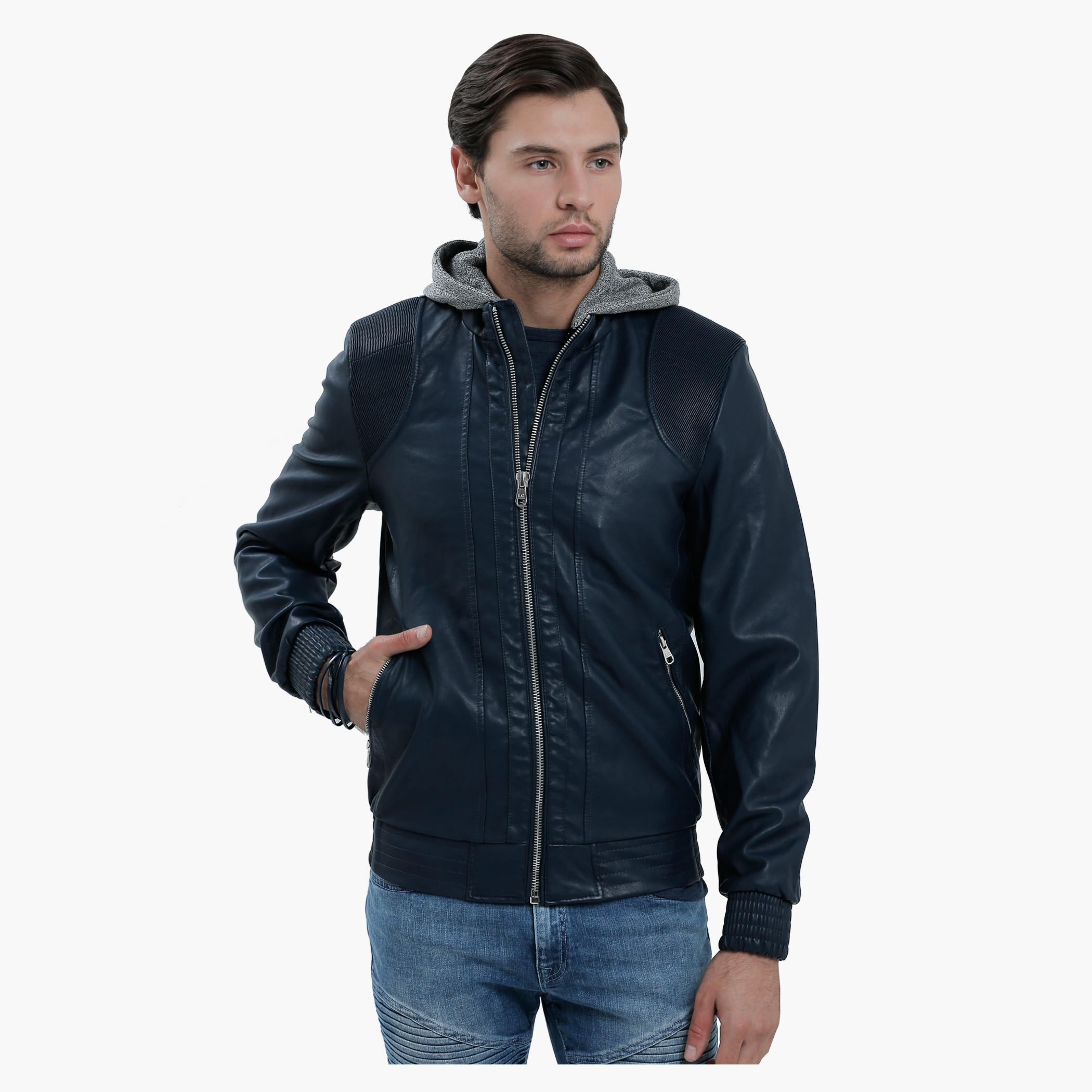 Lee Cooper Hooded Jacket with Zip Detail and Long Sleeves-men-clothing-jacketsandblazers-jackets-image-1