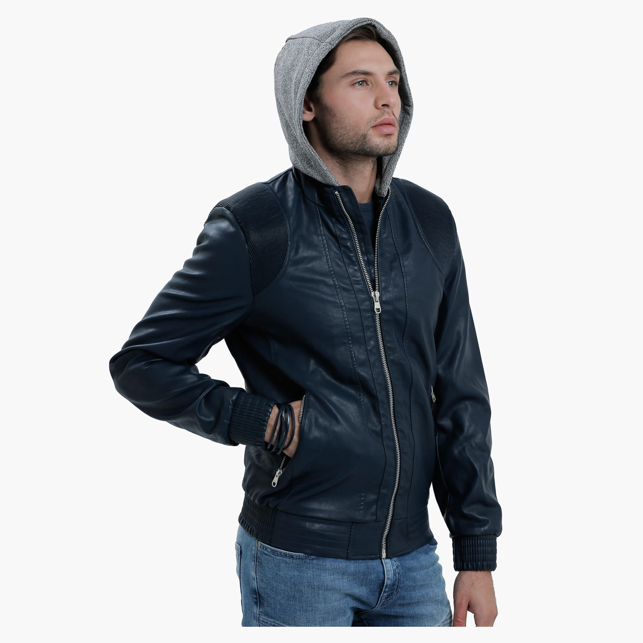 Lee Cooper Hooded Jacket with Zip Detail and Long Sleeves-men-clothing-jacketsandblazers-jackets-image-3