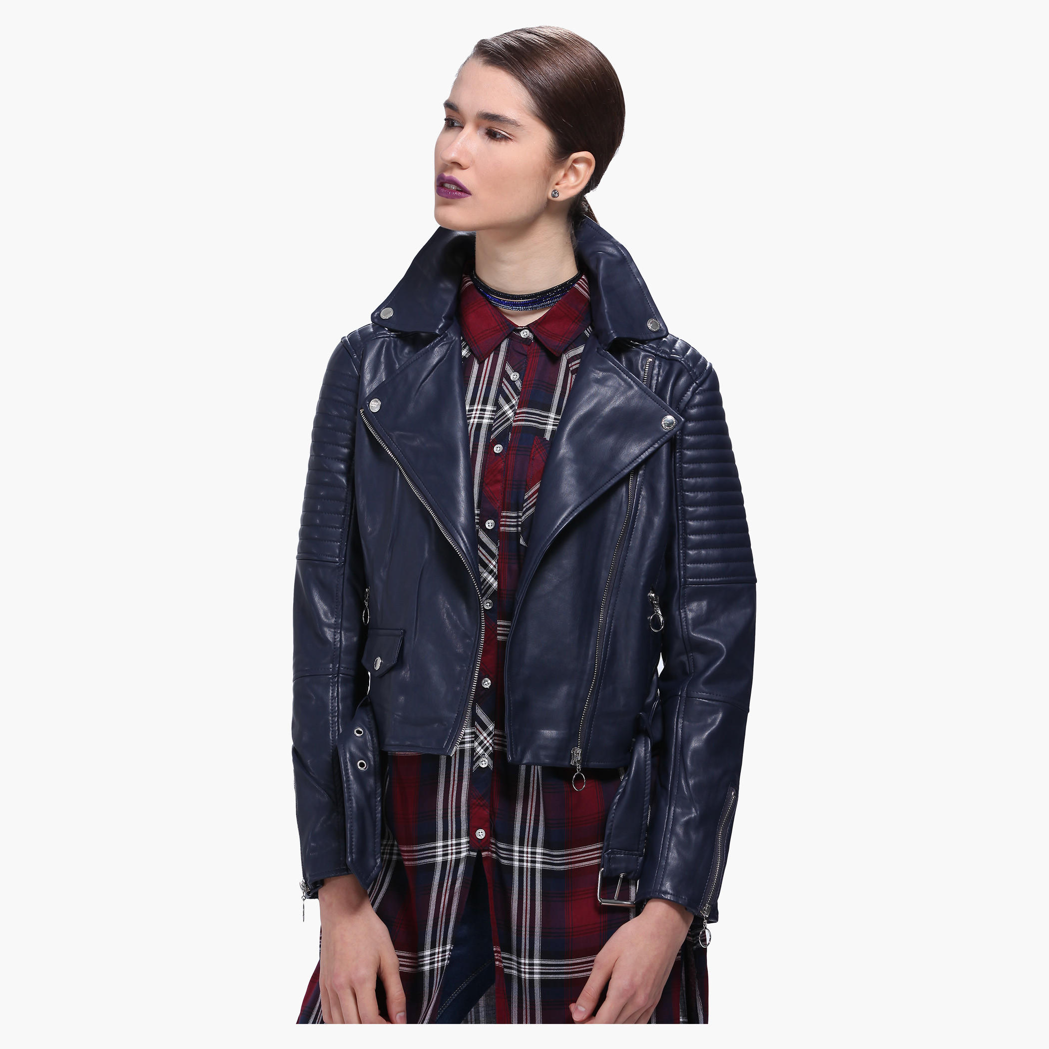 Lee Cooper Biker Jacket with Zippered Front-women-winterwear-coatsandjackets-jackets-image-6