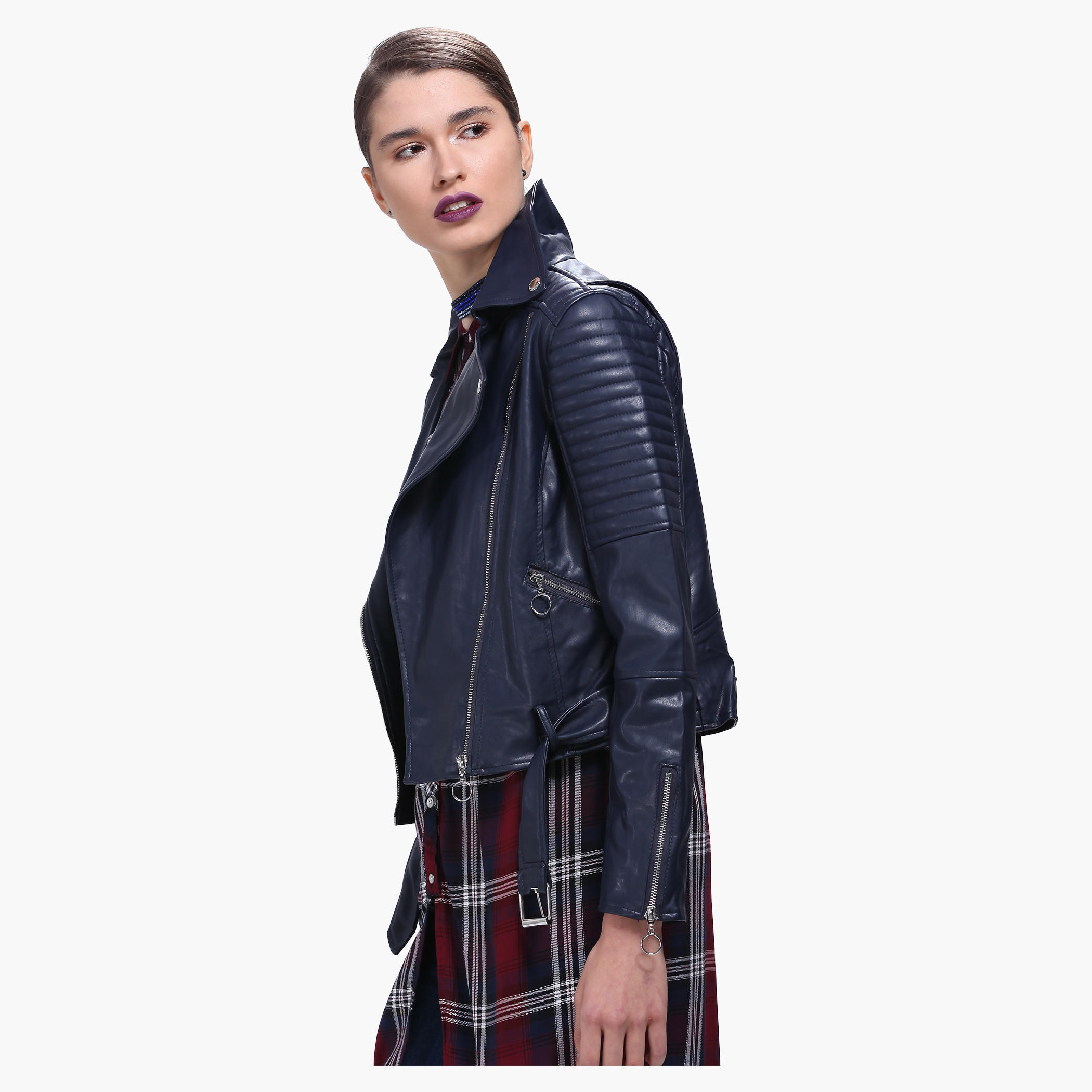 Lee Cooper Biker Jacket with Zippered Front-women-winterwear-coatsandjackets-jackets-image-8