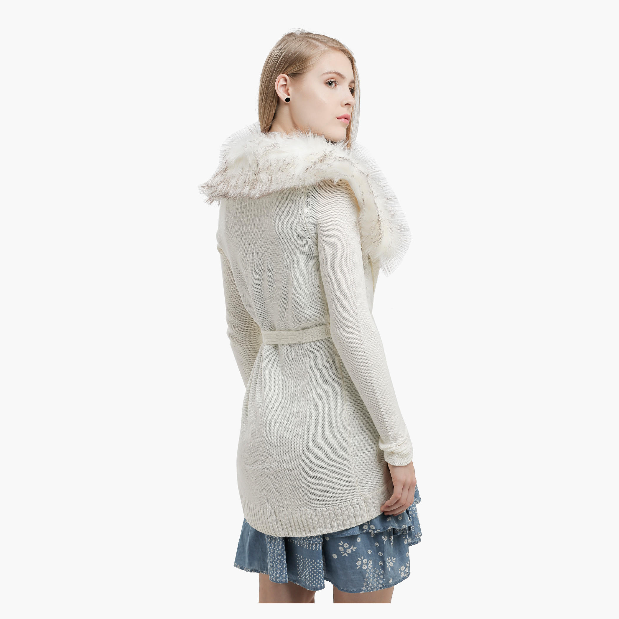 Lee Cooper Long Sleeves Cardigan with Plush Collar-women-winterwear-cardigansandjumpers-cardigans-image-2