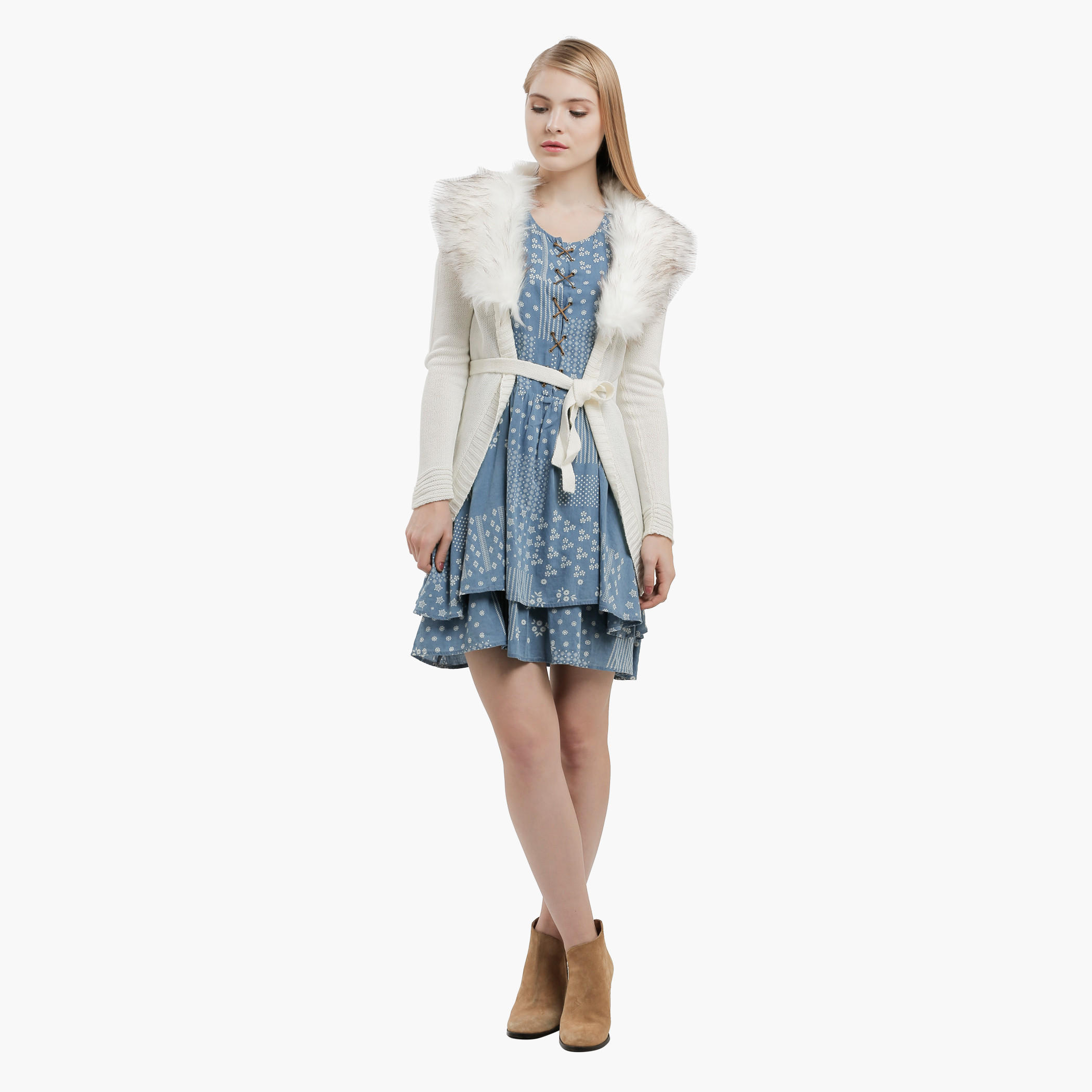 Lee Cooper Long Sleeves Cardigan with Plush Collar-women-winterwear-cardigansandjumpers-cardigans-image-5