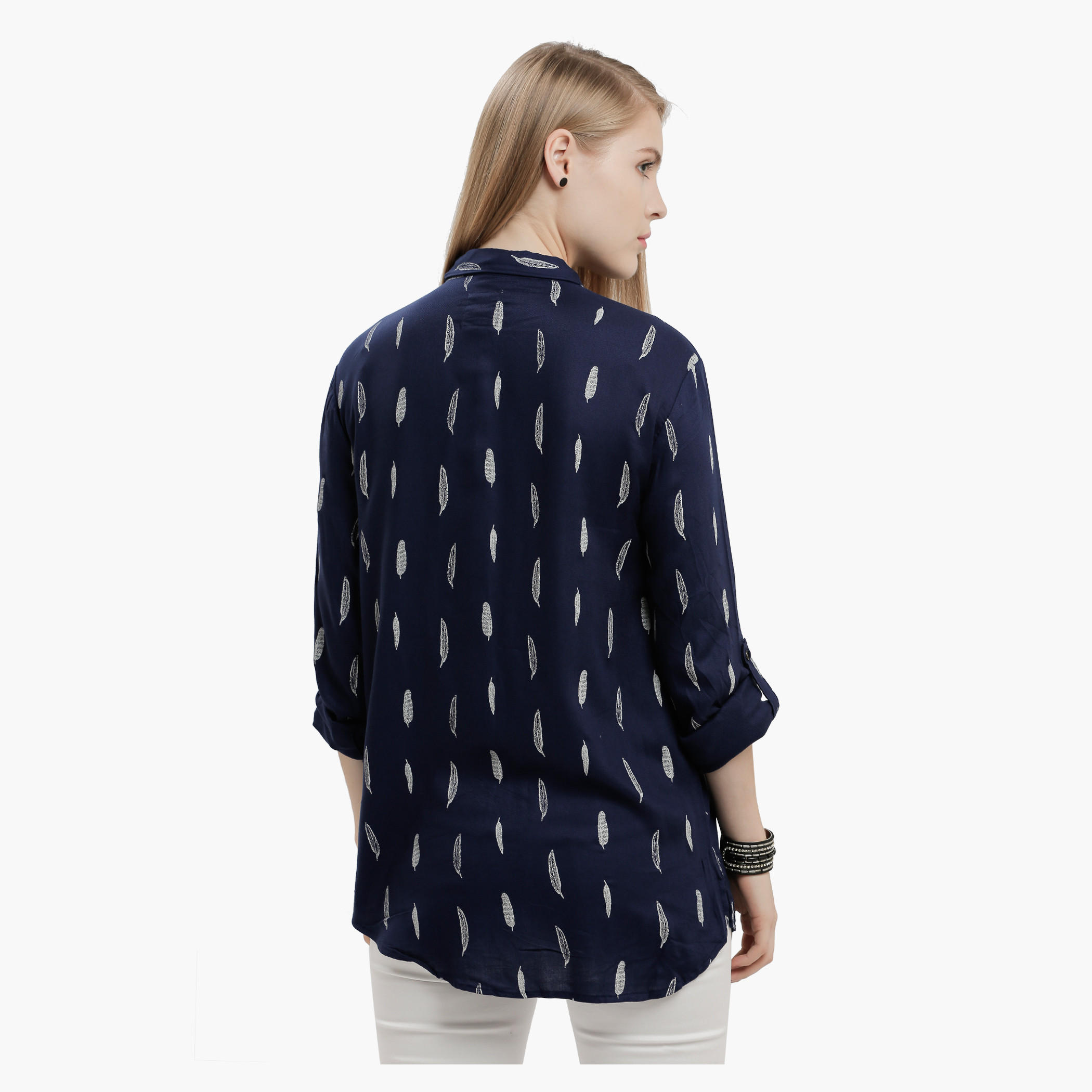 Lee Cooper Printed Shirt with Roll Up Sleeves-women-clothing-shirtsandblouses-blouses-image-2