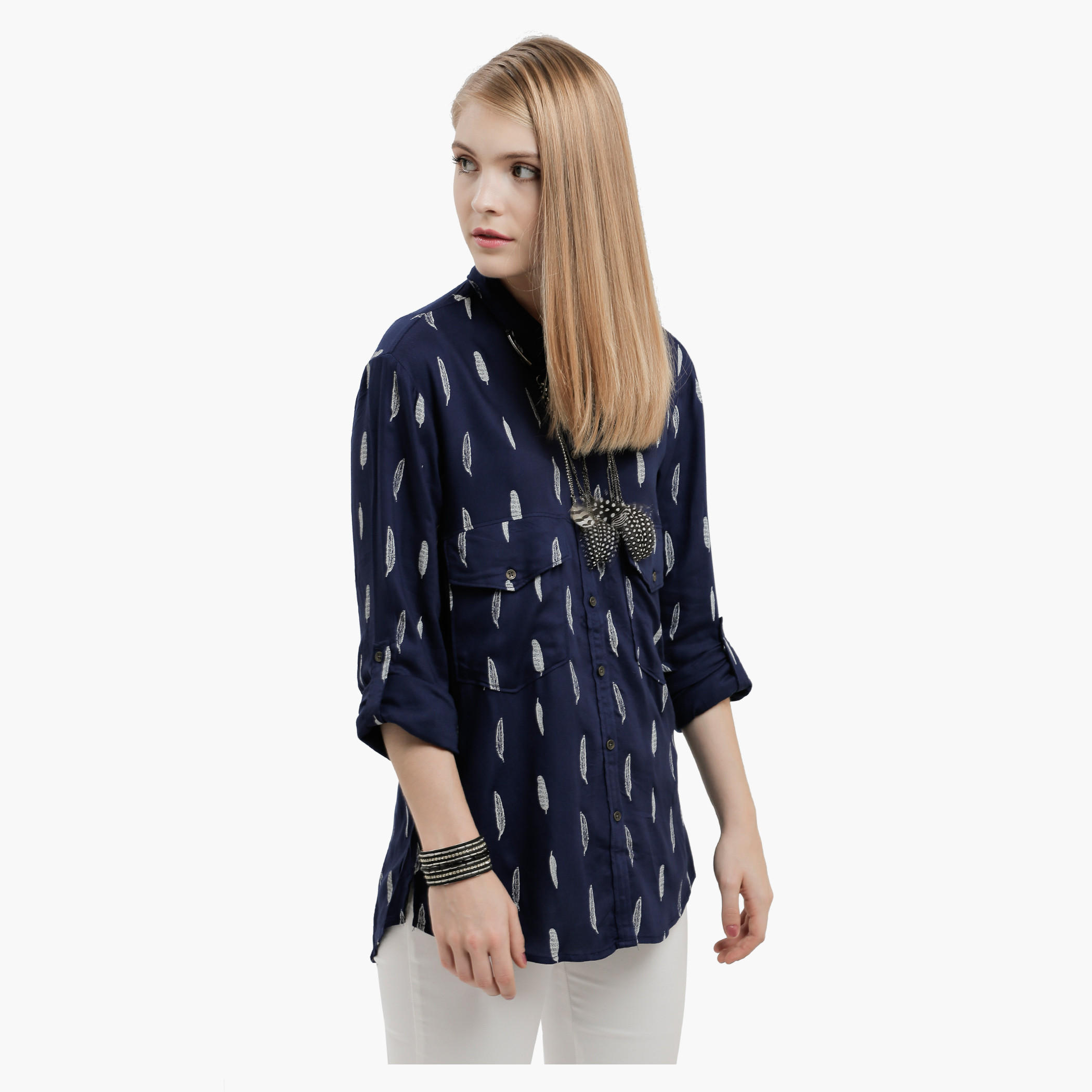 Lee Cooper Printed Shirt with Roll Up Sleeves-women-clothing-shirtsandblouses-blouses-image-3