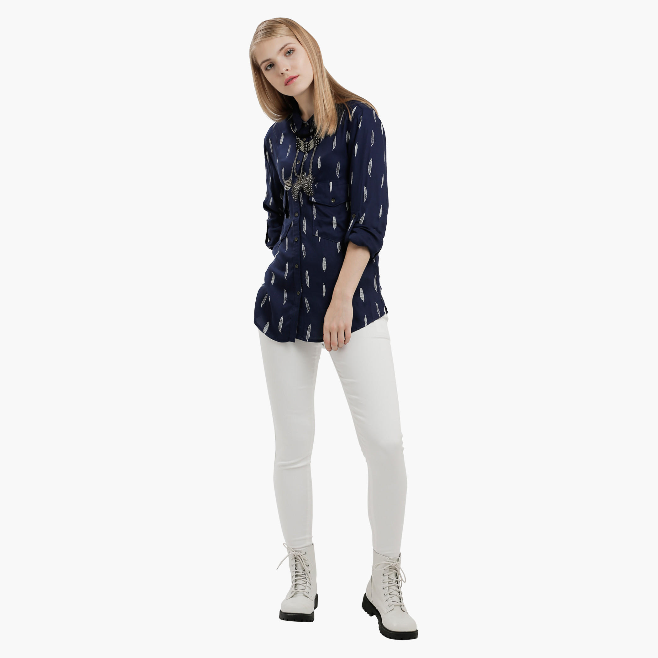 Lee Cooper Printed Shirt with Roll Up Sleeves-women-clothing-shirtsandblouses-blouses-image-5