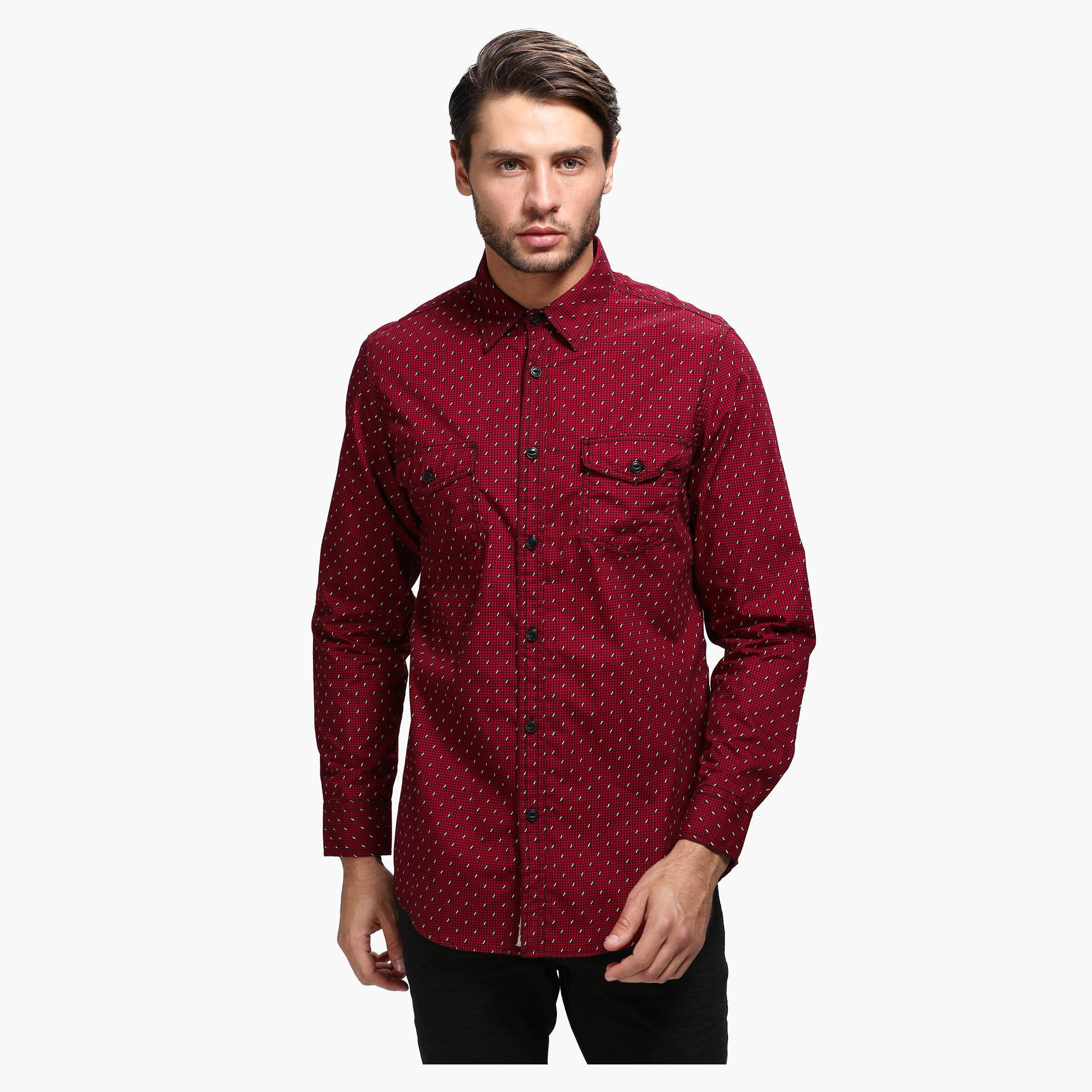 Casual Printed Shirt with Long Sleeves in Slim Fit-men-clothing-shirts-image-1