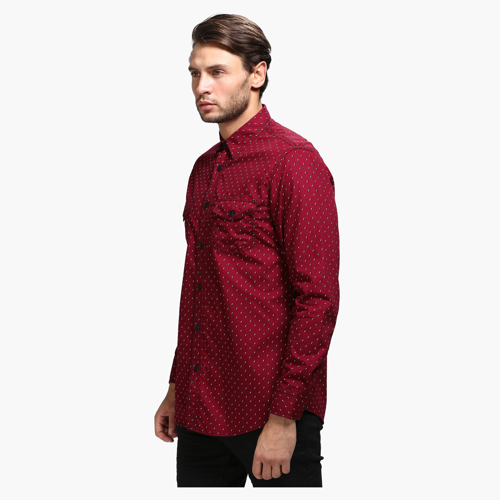 Casual Printed Shirt with Long Sleeves in Slim Fit-men-clothing-shirts-image-3