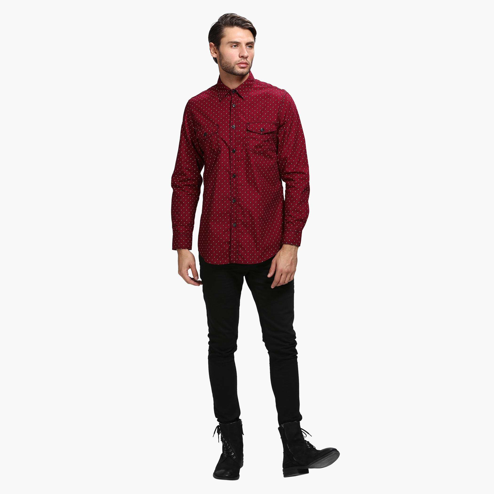 Casual Printed Shirt with Long Sleeves in Slim Fit-men-clothing-shirts-image-5