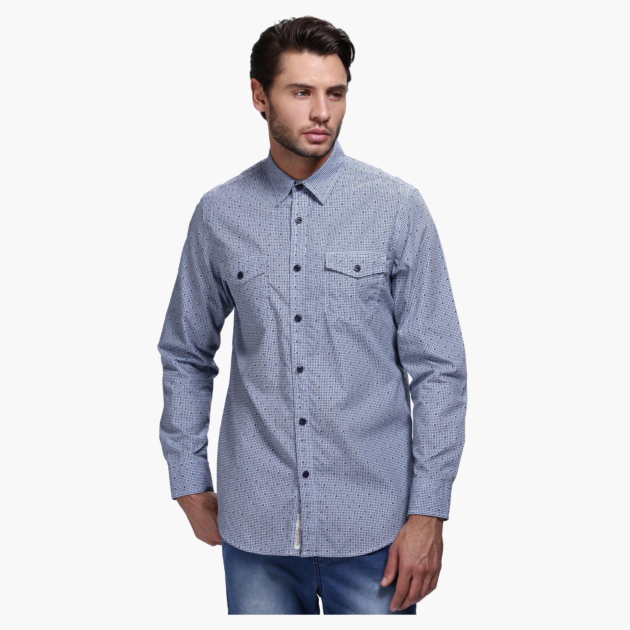 Lee Cooper Printed Shirt with Long Sleeves in Slim Fit-men-clothing-shirts-image-1