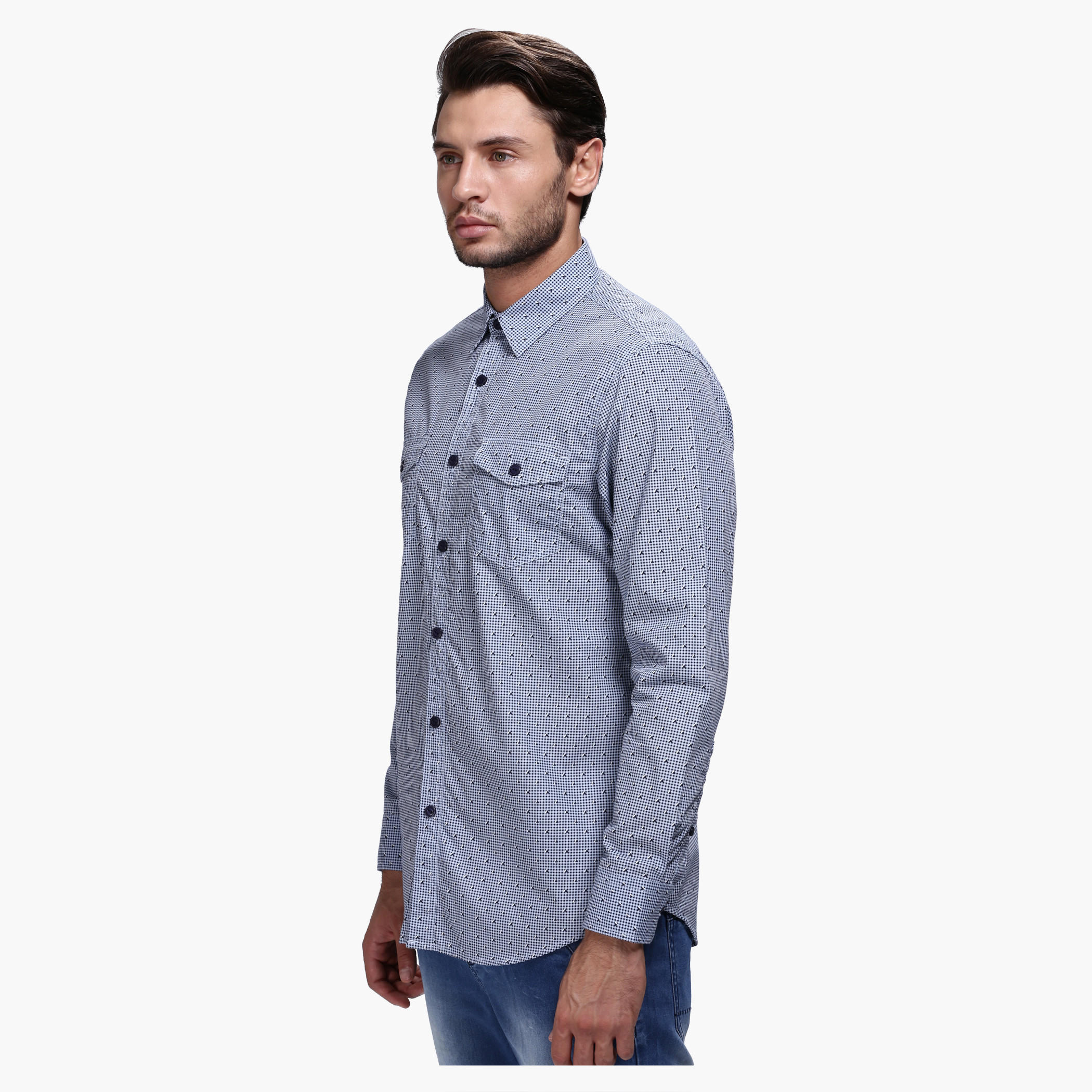 Lee Cooper Printed Shirt with Long Sleeves in Slim Fit-men-clothing-shirts-image-3