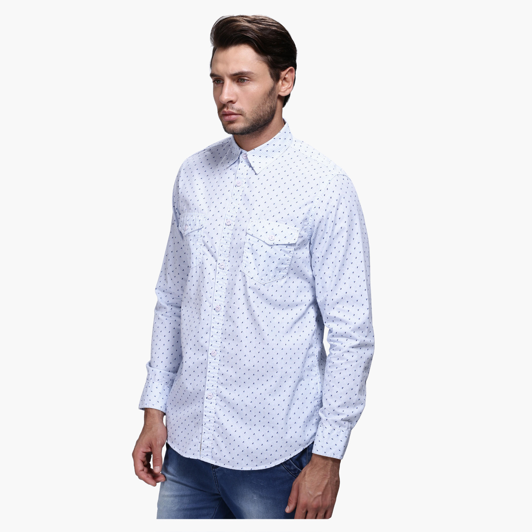 Lee Cooper Printed Shirt with Long Sleeves in Slim Fit-men-clothing-shirts-image-1