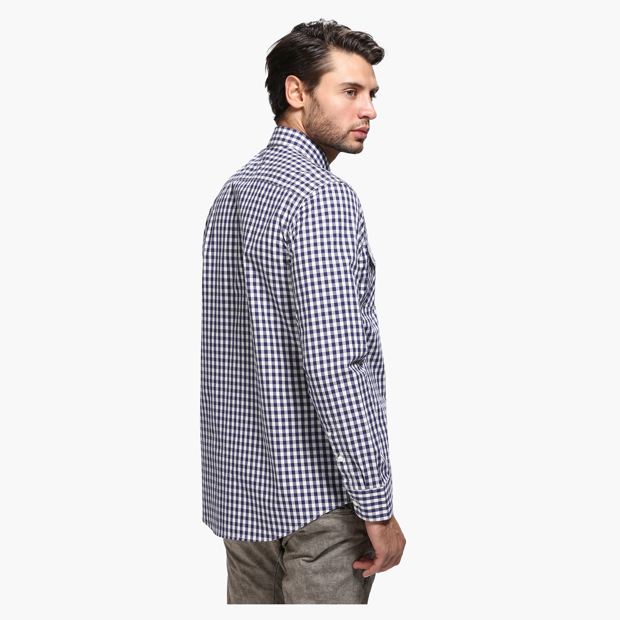 Casual Chequered Shirt with Long Sleeves in Slim Fit-men-clothing-shirts-image-2