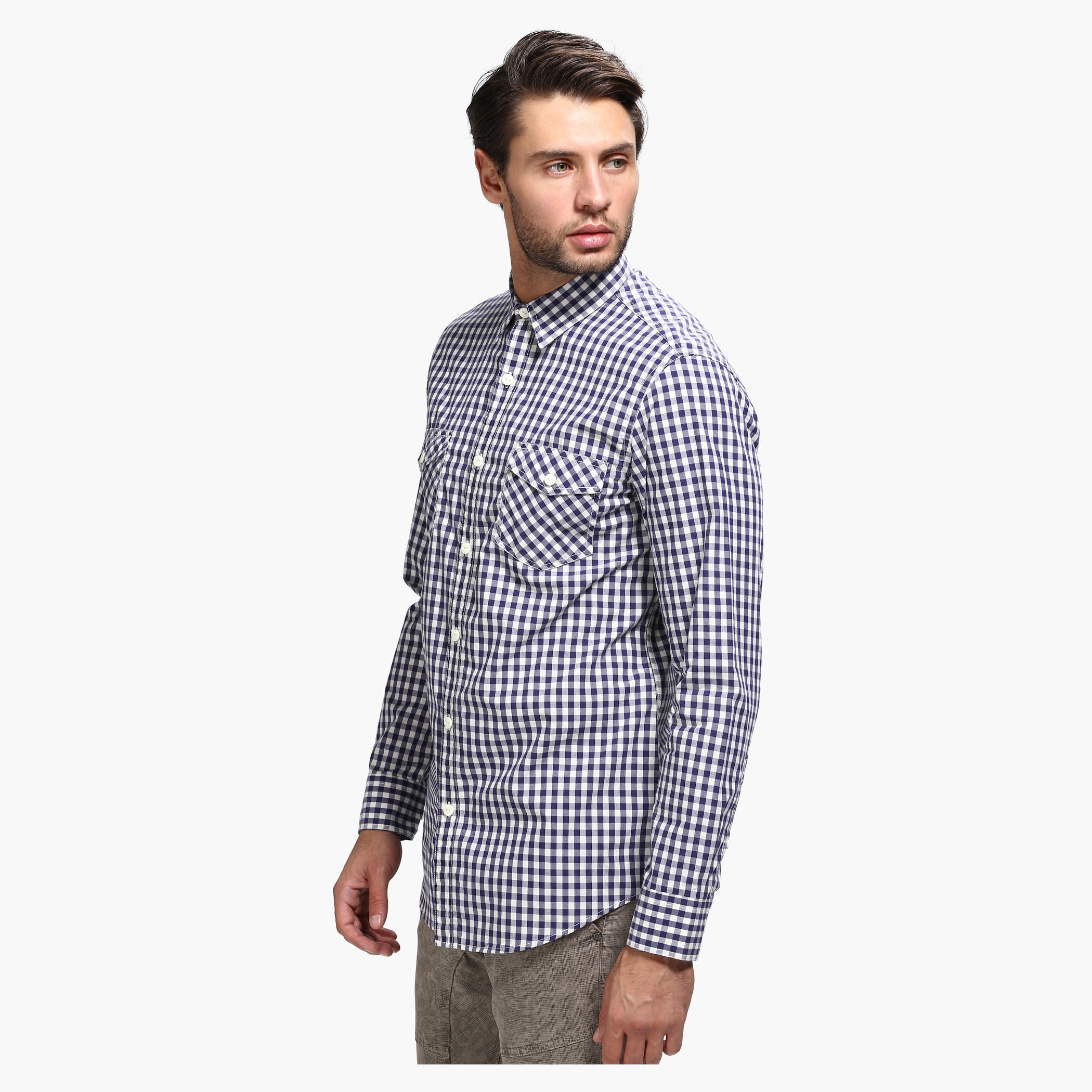 Casual Chequered Shirt with Long Sleeves in Slim Fit-men-clothing-shirts-image-3